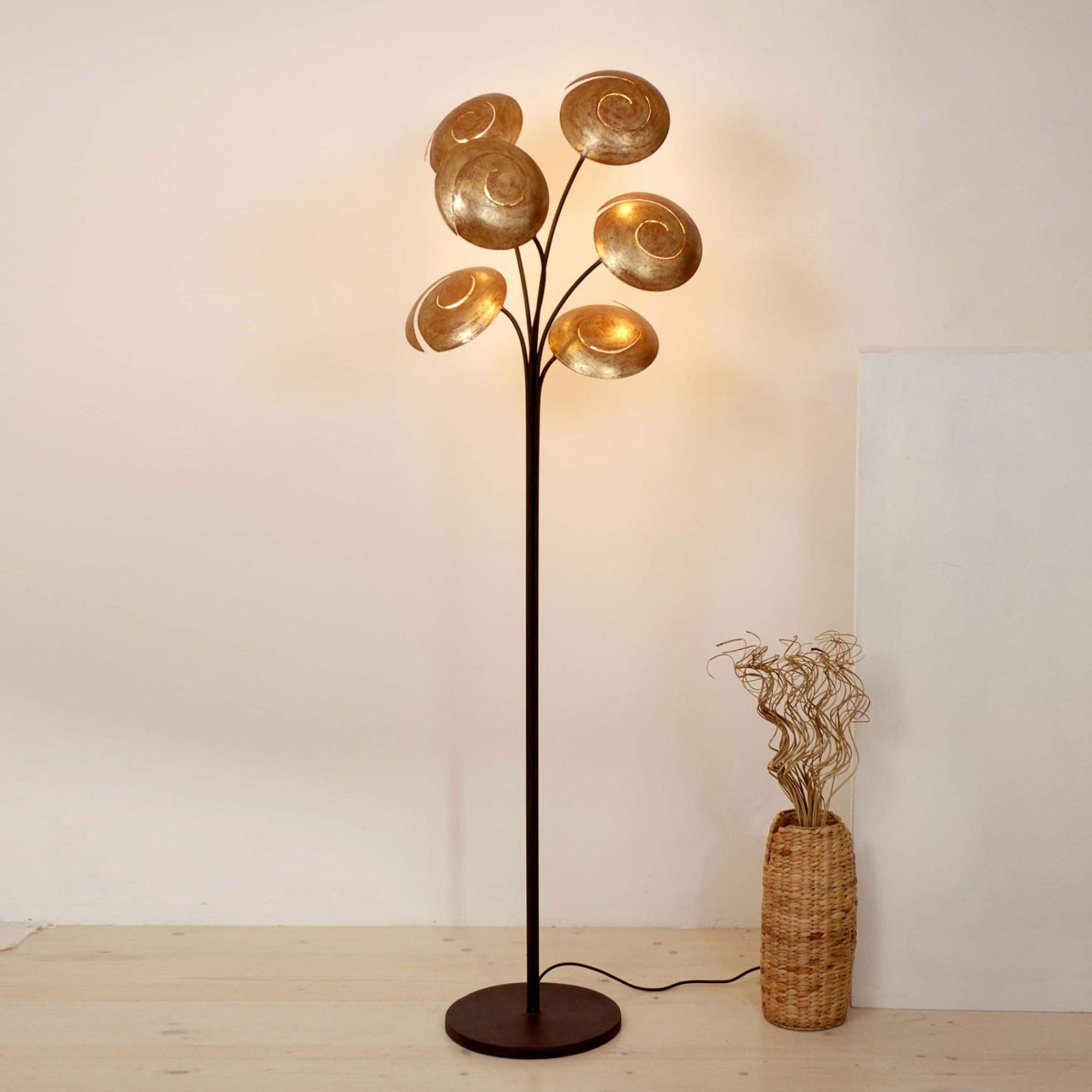 Stehleuchte Nuvola 6-flammig Braun-Gold 168cm