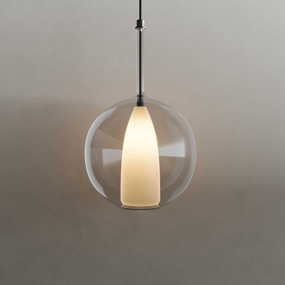 s.luce Belluna Glas Galerie-Pendelleuchte 500cm Textilkabel