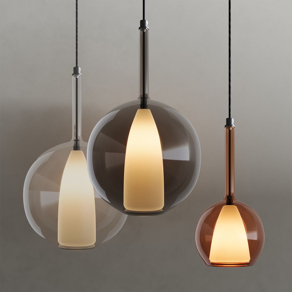 s.luce Belluna Glas Galerie-Pendelleuchte 500cm Textilkabel