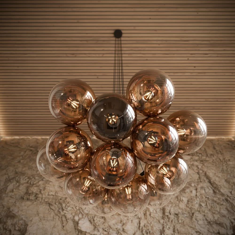 s.luce Orb Cluster Glaskugel Galerieleuchte Pendellampe 13-flammig