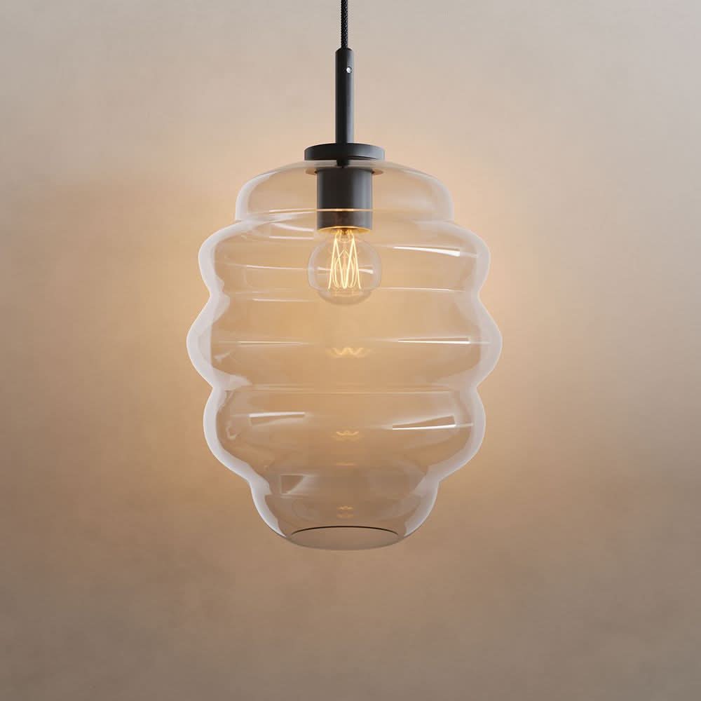 s.luce Echos Glas-Hängelampe Aufhängung 150cm Schwarz