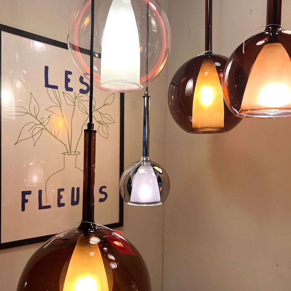 s.luce Belluna szklana lampa wisząca 150cm kabel tekstylny