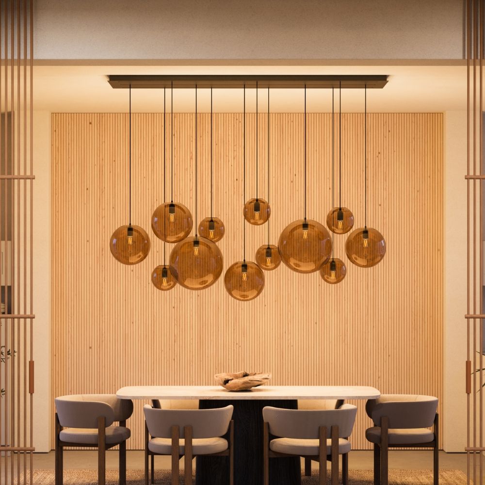 s.luce Orb dining room lamp 12-light 160cm 2-row