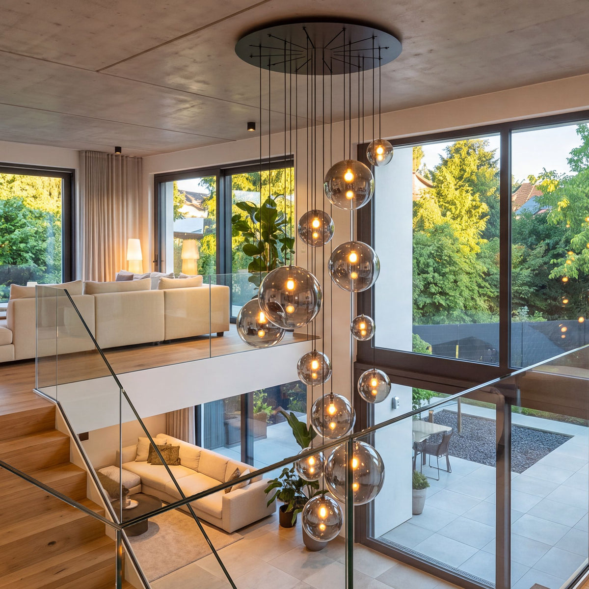 s.luce Orb Glaskugel Galerieleuchte 500cm Aufhängung Schwarz - 189354 - s.luce® - homecoming lights.