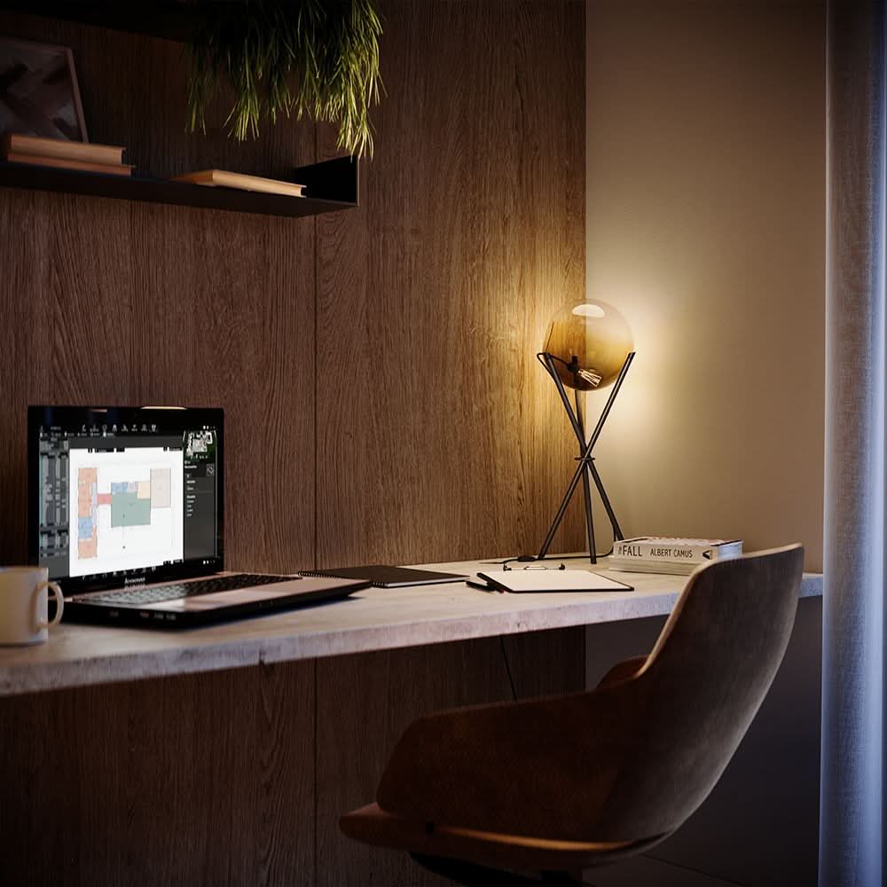 s.luce Orb Axis lampe de table en verre tripode 20cm