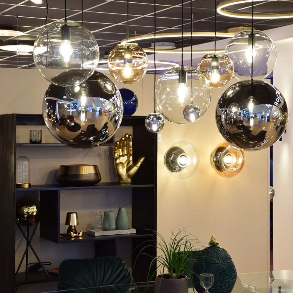 s.luce Orb glass globe hanging lamp 150cm suspension black