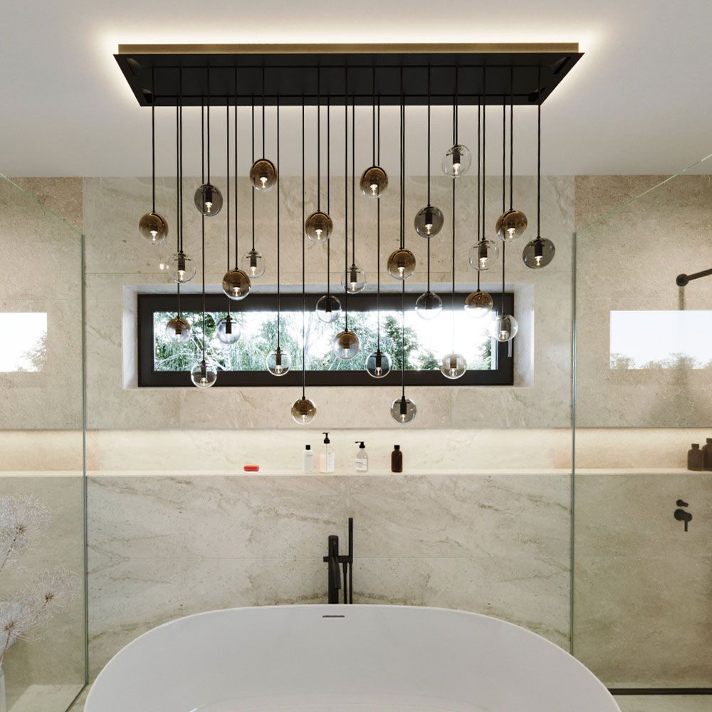 s.luce Orb glass globe hanging lamp 150cm suspension black