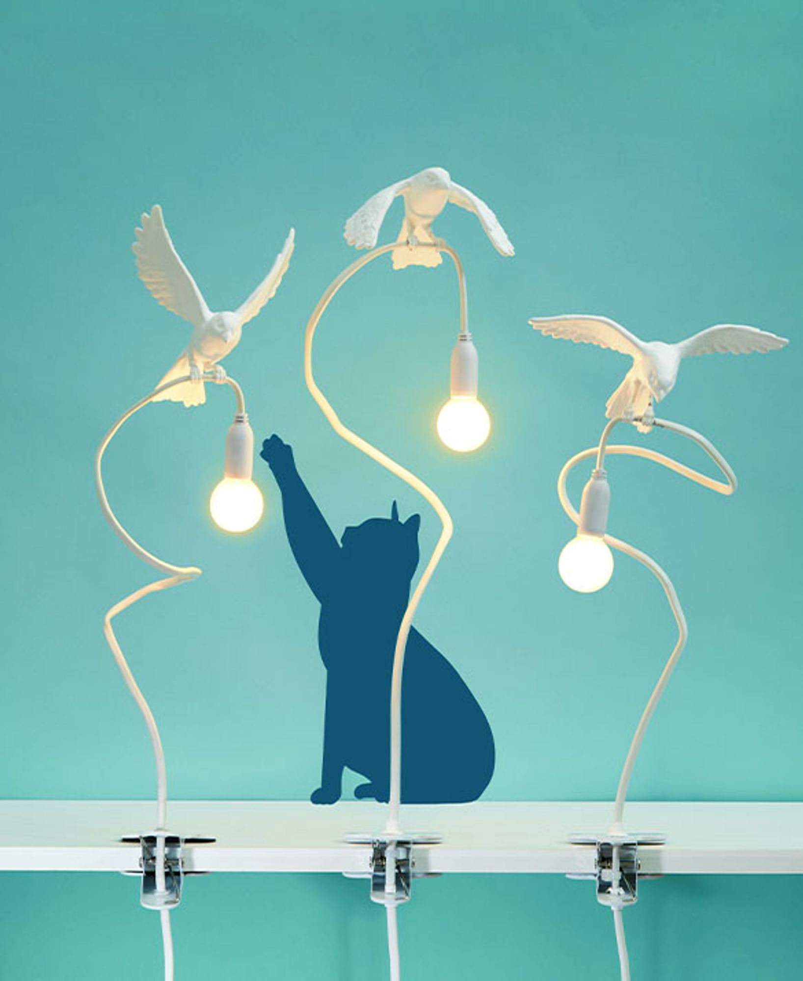 Seletti Sparrow Taking-Off Klemmleuchte Vogel Design USB