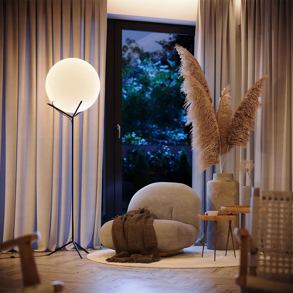 s.luce floor lamp Orb Poseidon with glass globe 175cm