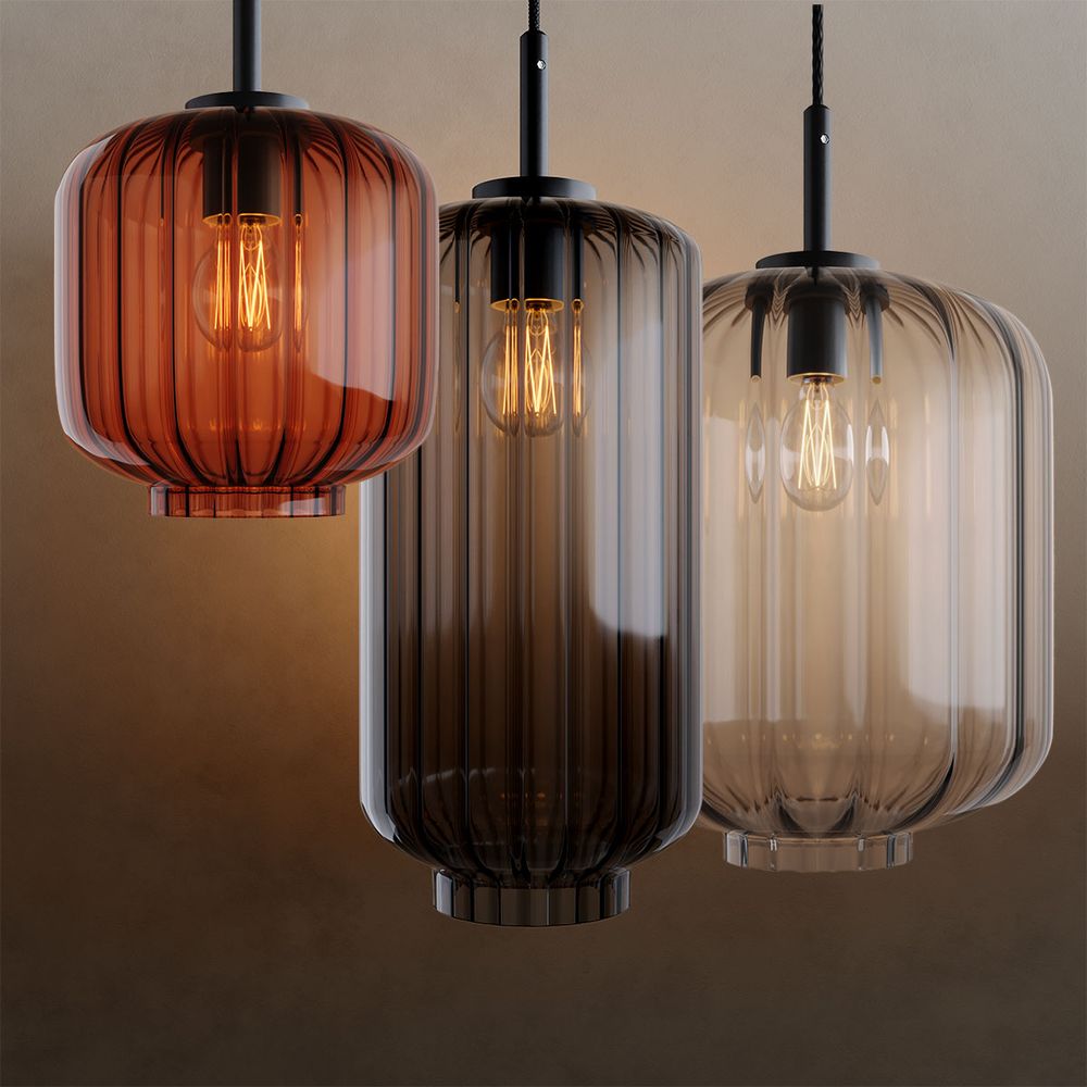 s.luce Velo Glas-Pendelleuchte Aufhängung 150cm Schwarz