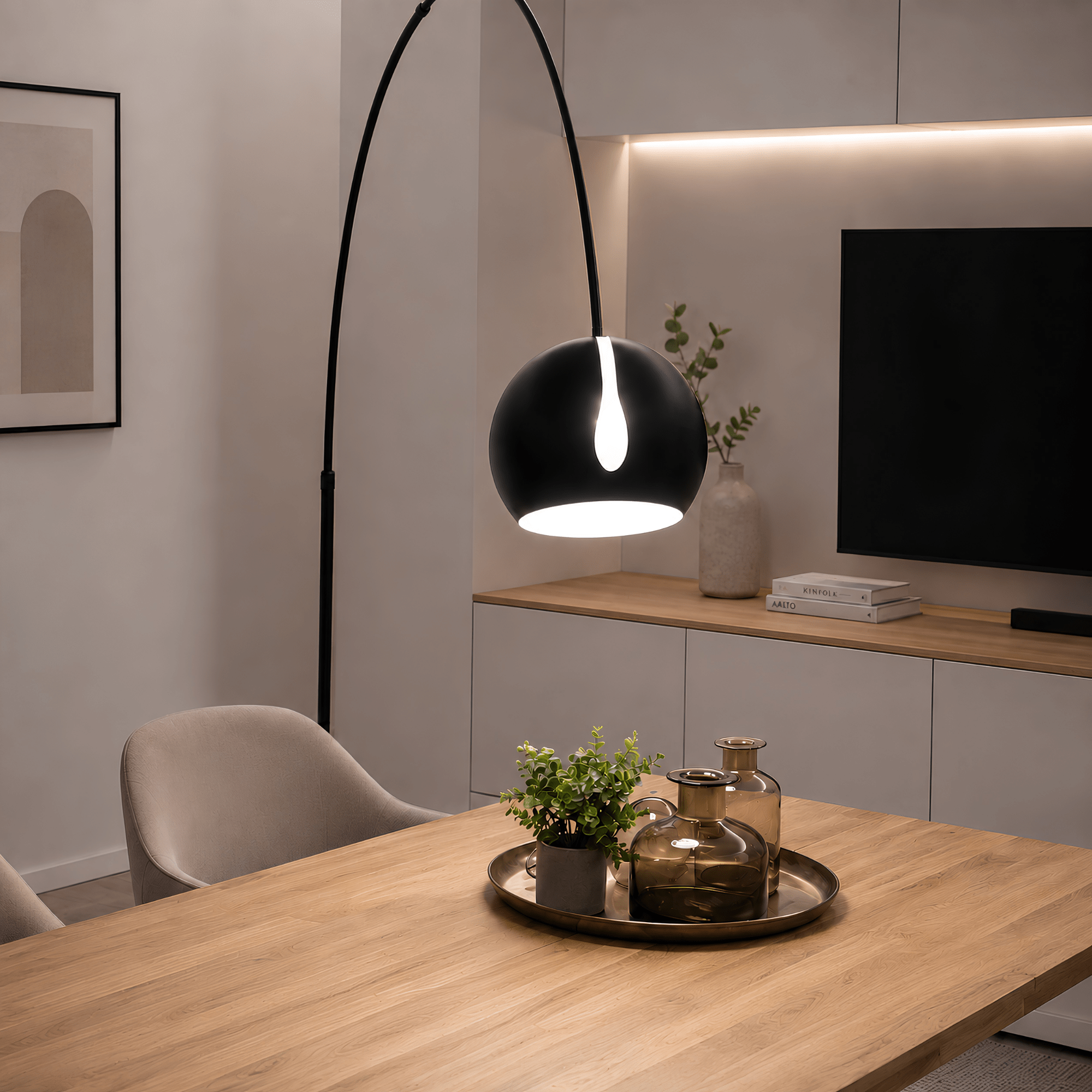 s.luce Ball Design-Bogenlampe mit Marmorfuß modern - 172454 - s.luce® - homecoming lights.