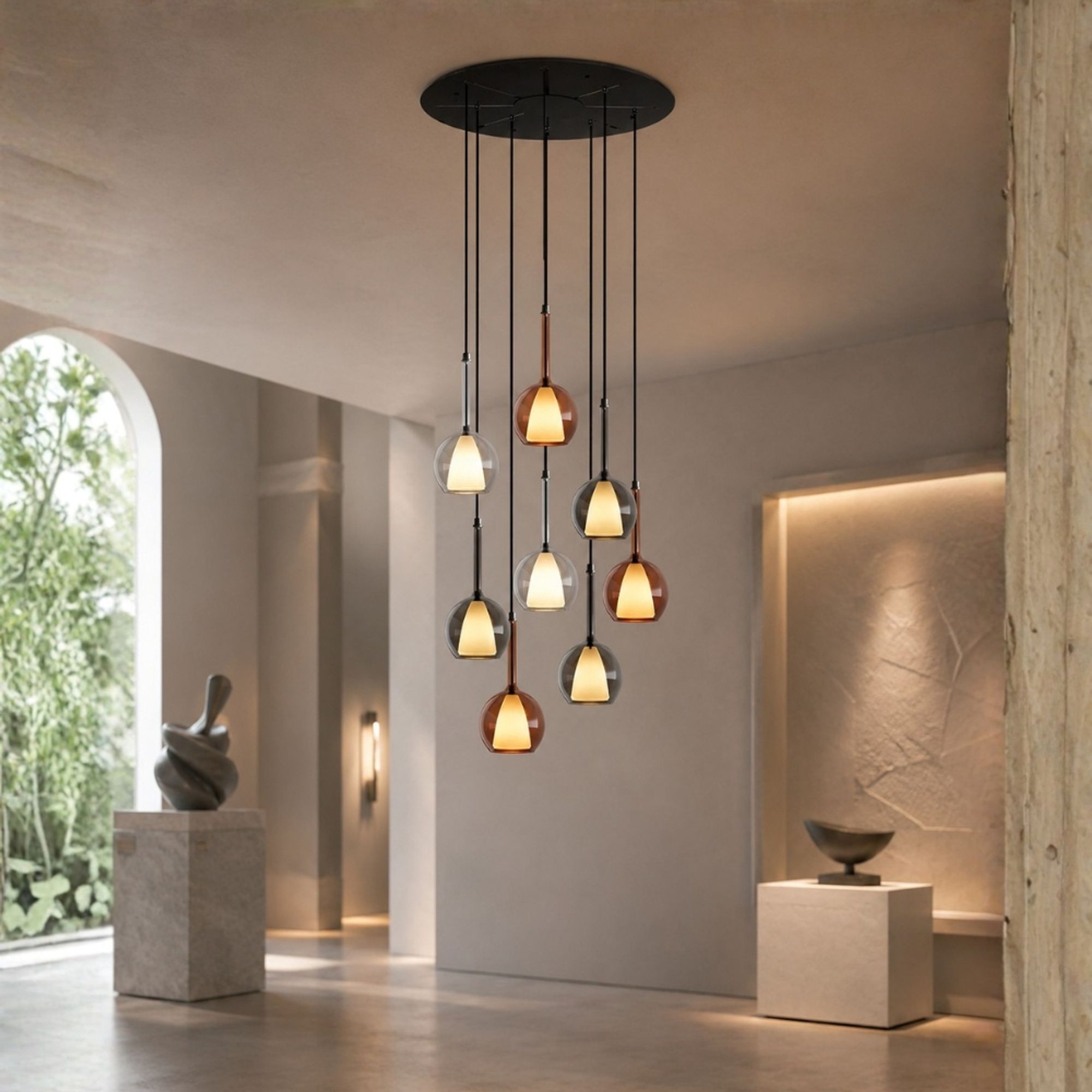 s.luce Belluna Galerieleuchte 8-flammig Ø 80cm Baldachin - 194052 - s.luce® - homecoming lights.