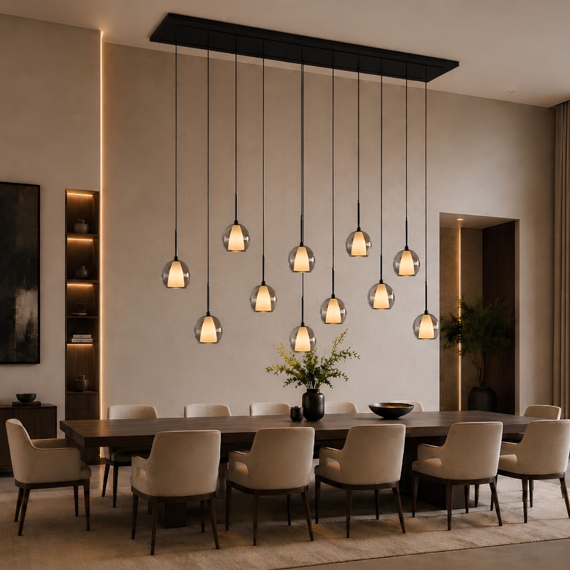s.luce Belluna Esstischlampe 12-flammig 200cm 3-reihig - 194017 - s.luce® - homecoming lights.