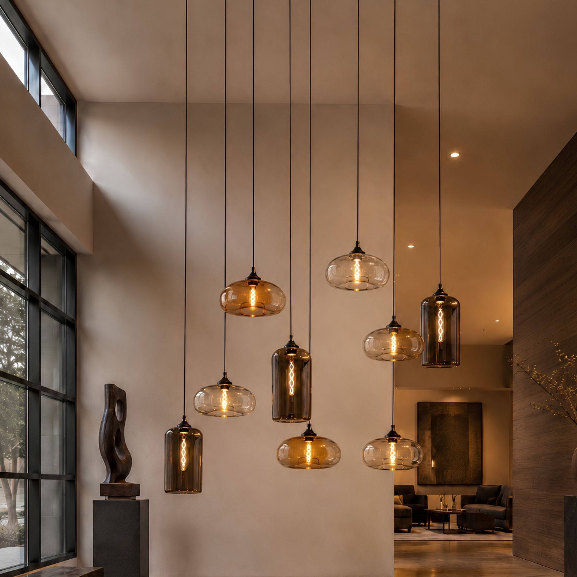 s.luce Cruet Galerie-Pendelleuchte Glas extra lang 5m - 160145 - s.luce® - homecoming lights.