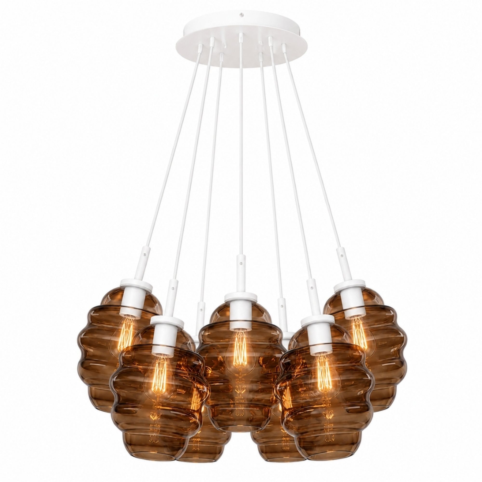 s.luce Echos Cluster Glas-Pendelleuchte 7-flammig 7x18cm
