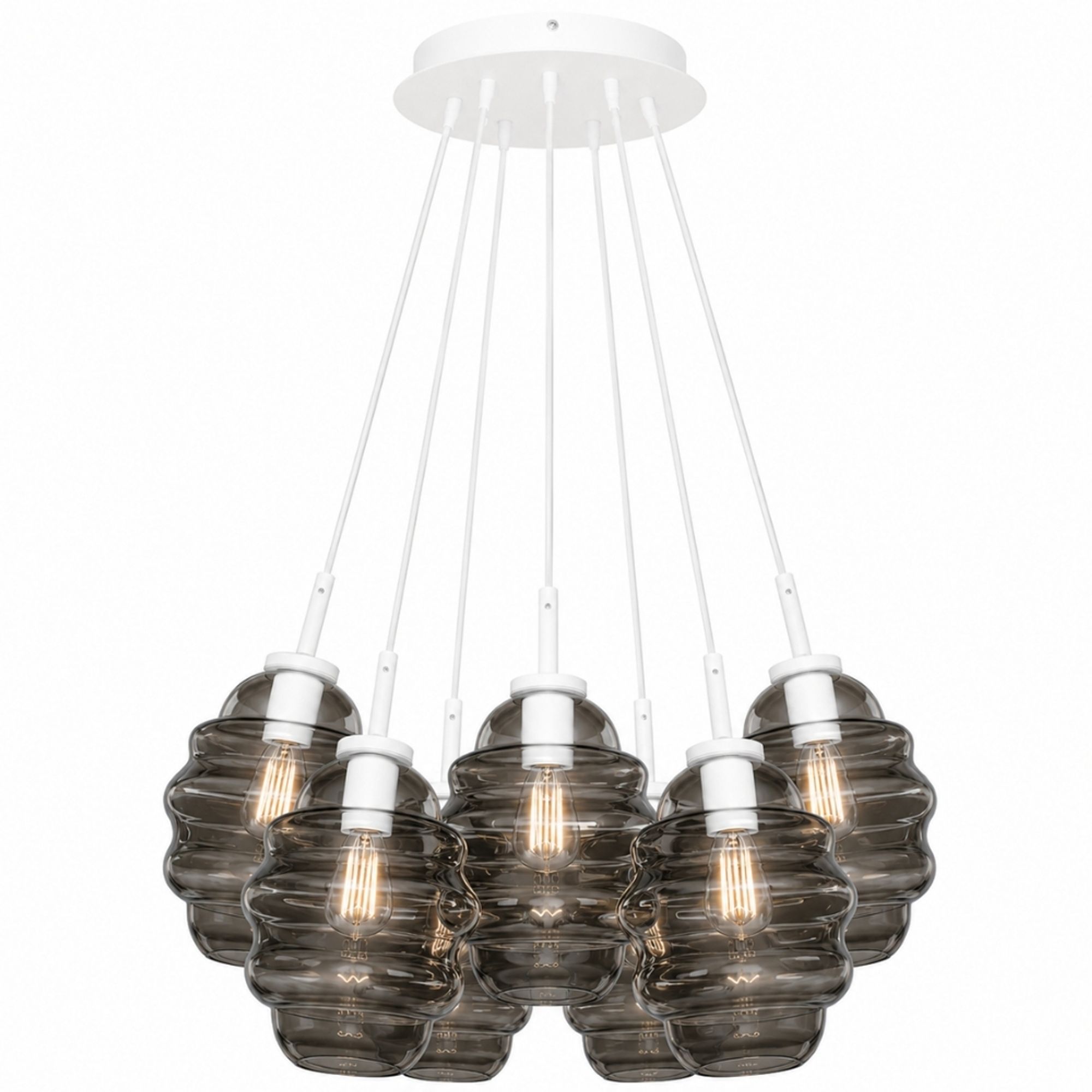 s.luce Echos Cluster Glas-Pendelleuchte 7-flammig 7x18cm