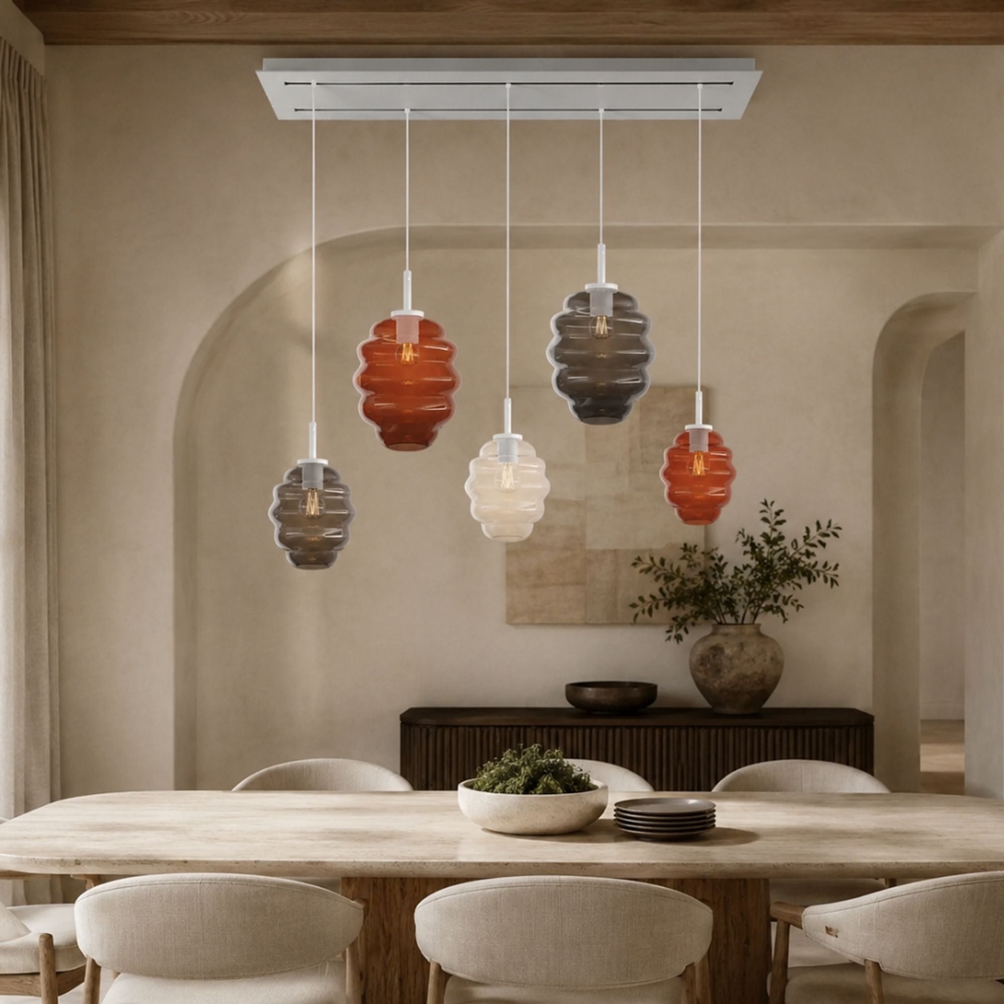 s.luce Echos Esstischlampe 5-flammig 2-reihig 160cm Ø 18/25cm - 190848 - s.luce® - homecoming lights.