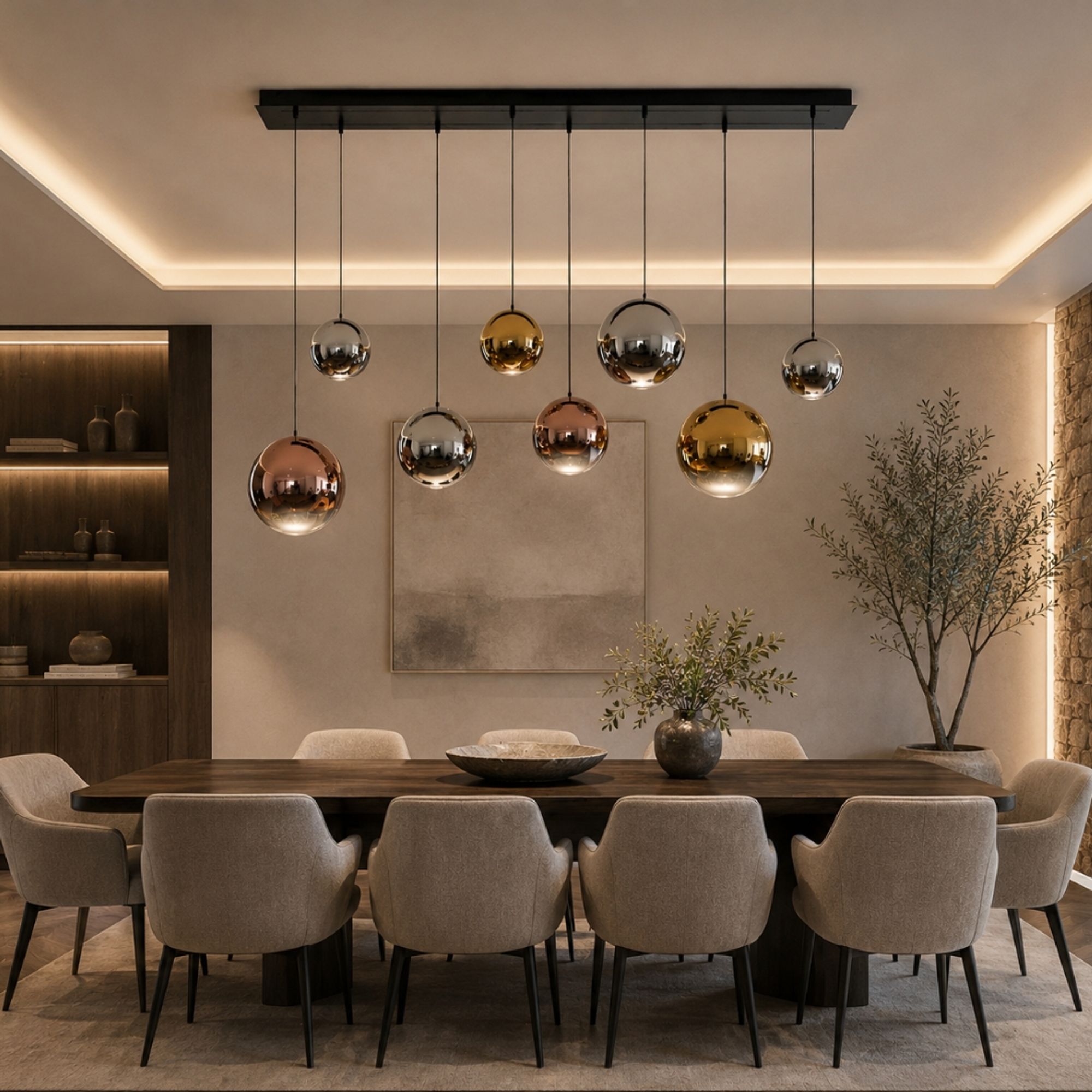s.luce Orb Esstischleuchte 8-flammig 160cm 2-reihig - 179652 - s.luce® - homecoming lights.
