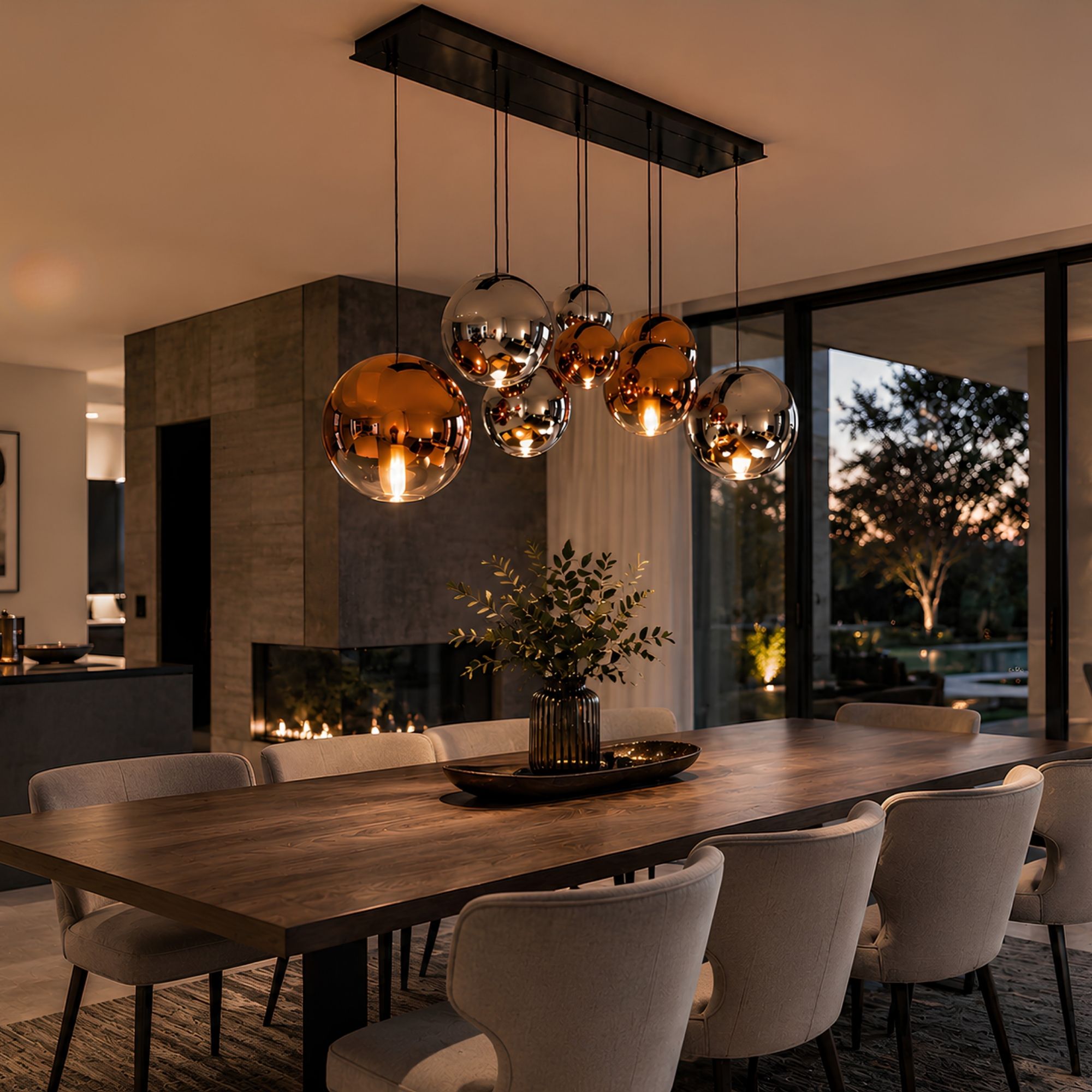 s.luce Orb glass globe hanging lamp 150cm suspension black