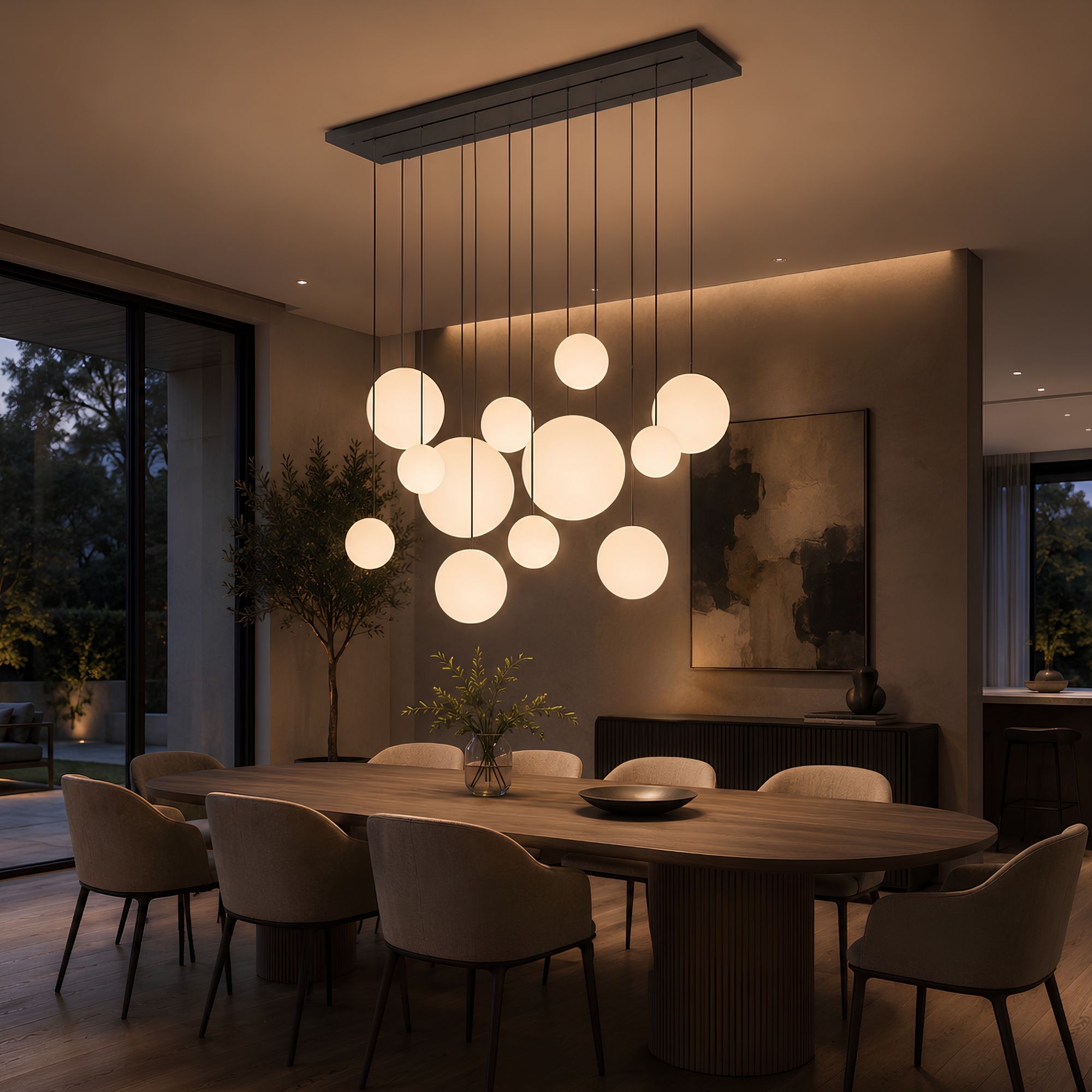 s.luce Orb glass globe hanging lamp 150cm suspension black