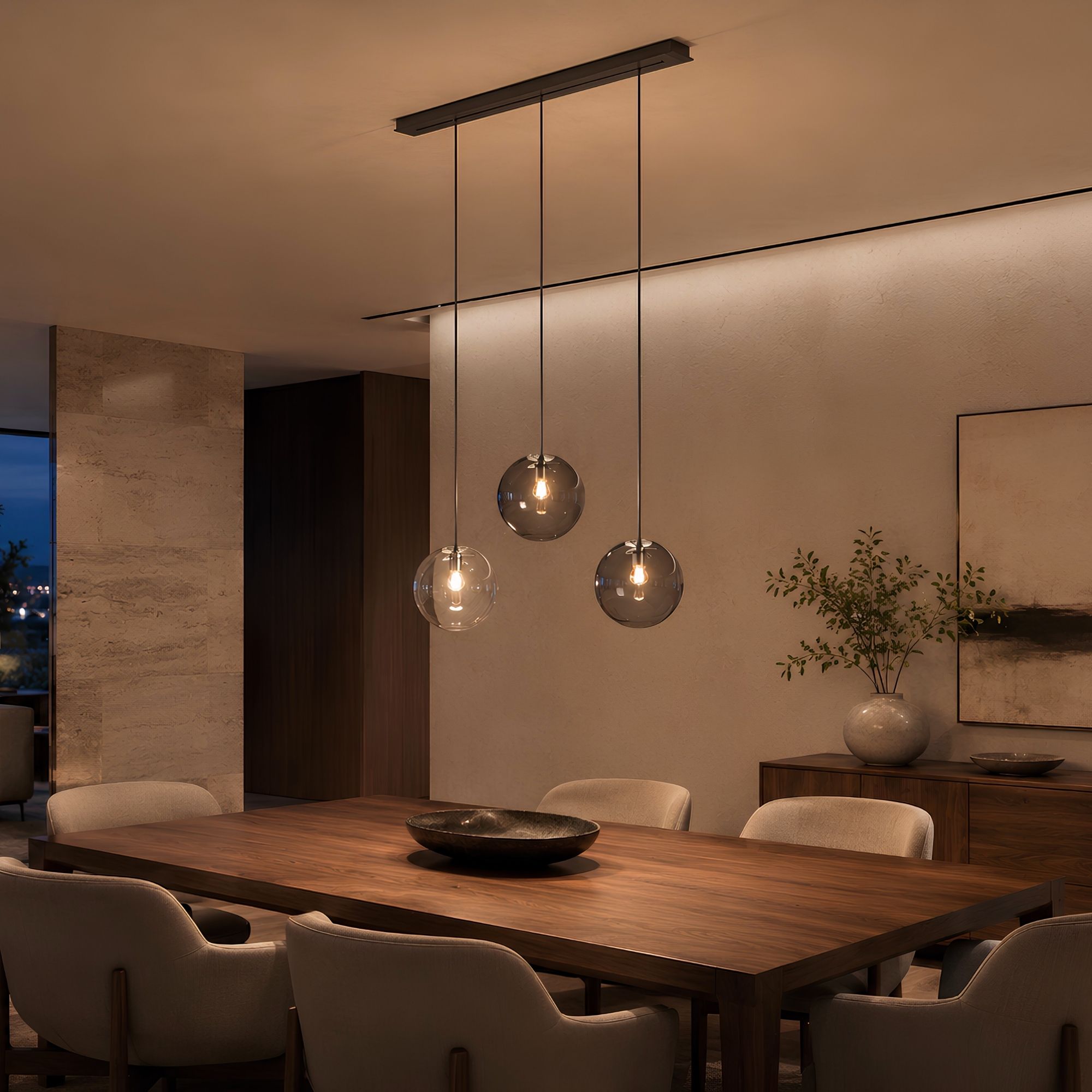 s.luce Orb glass globe hanging lamp 150cm suspension black