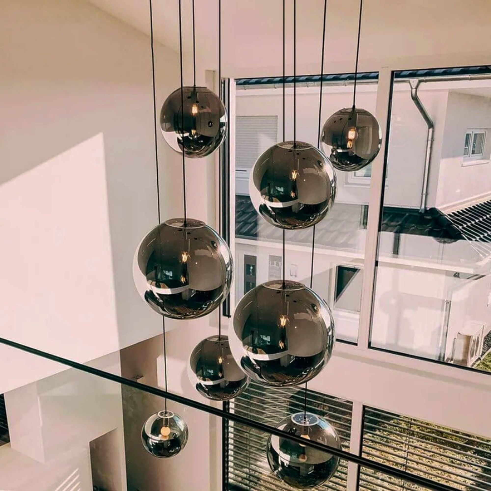 s.luce Orb Glaskugel Galerieleuchte 500cm Aufhängung Schwarz - 191393 - s.luce® - homecoming lights.