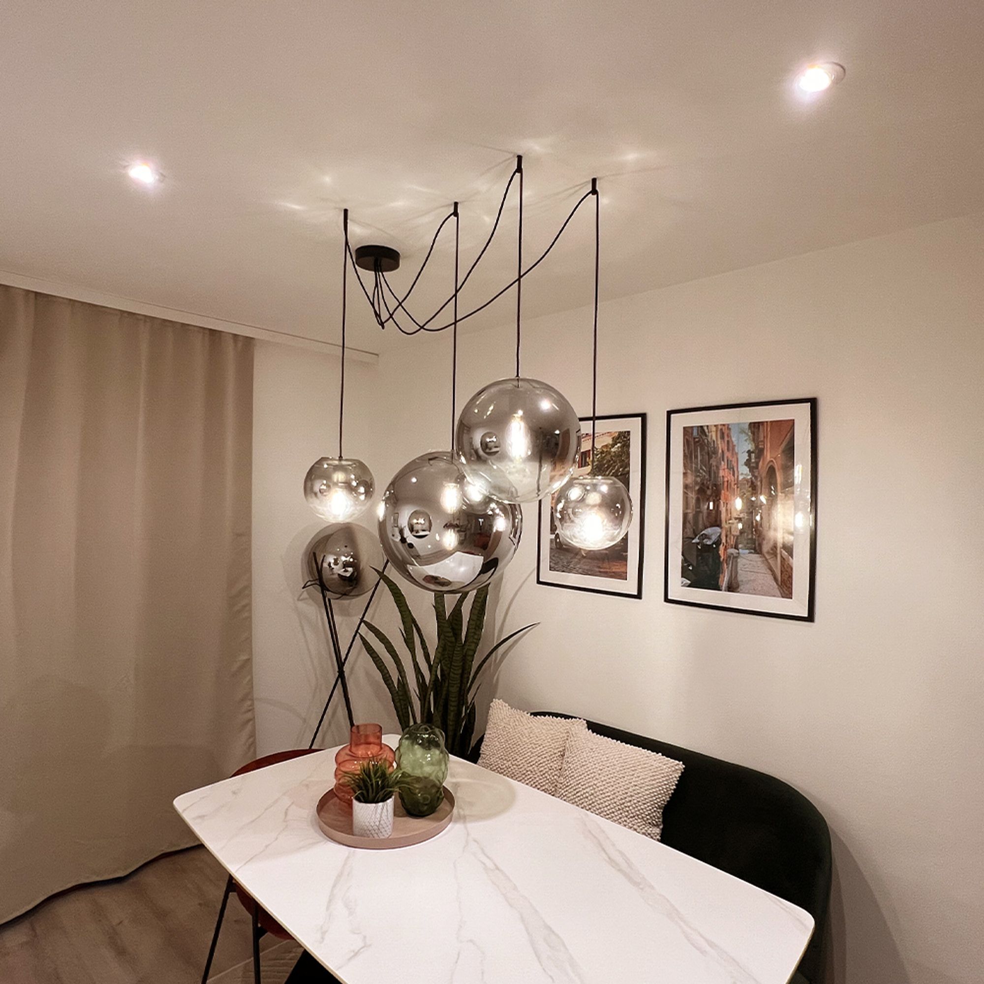 s.luce Orb Boule de verre Lampe à suspendre 150cm Suspension noire