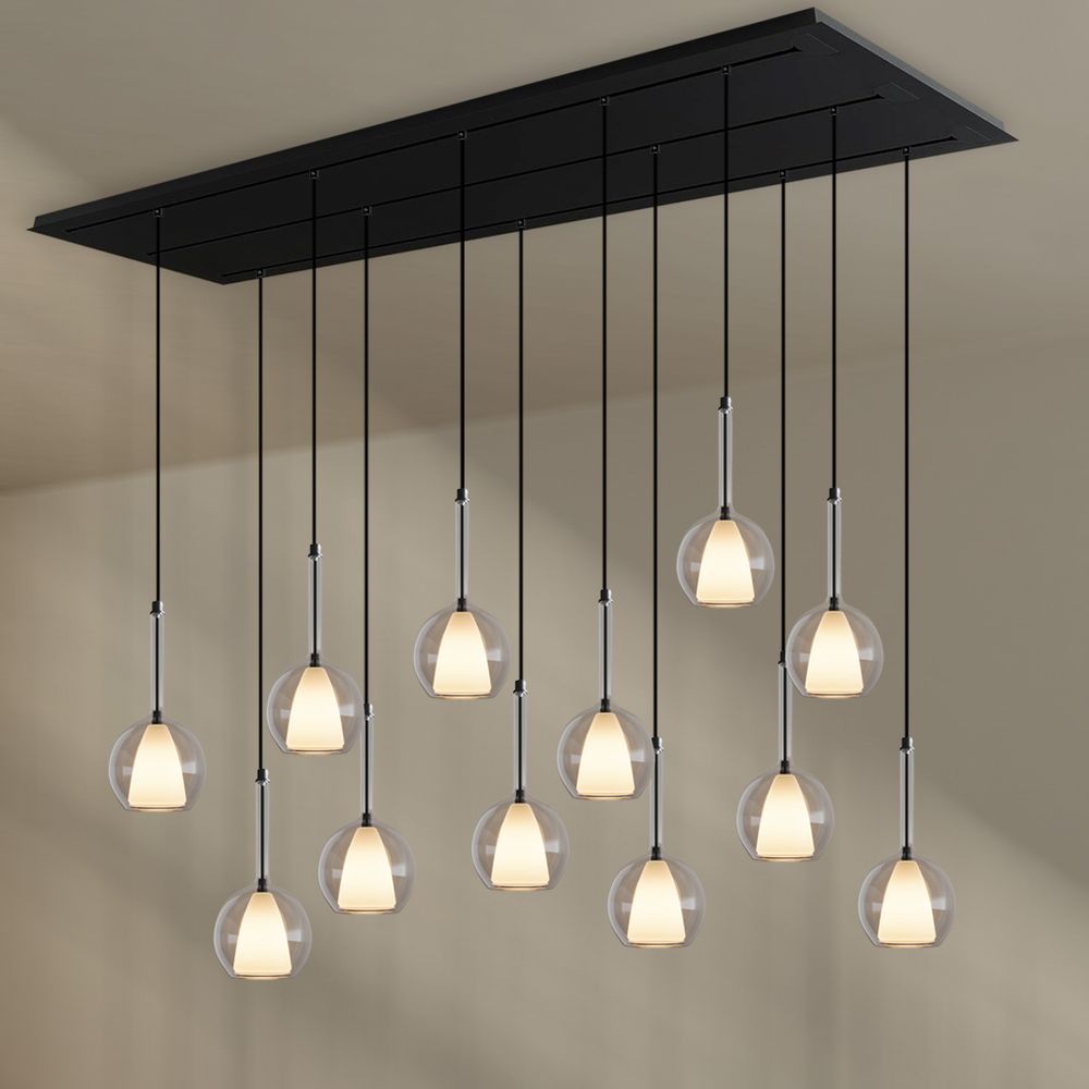 s.luce Belluna Esstischlampe 12-flammig 200cm 3-reihig