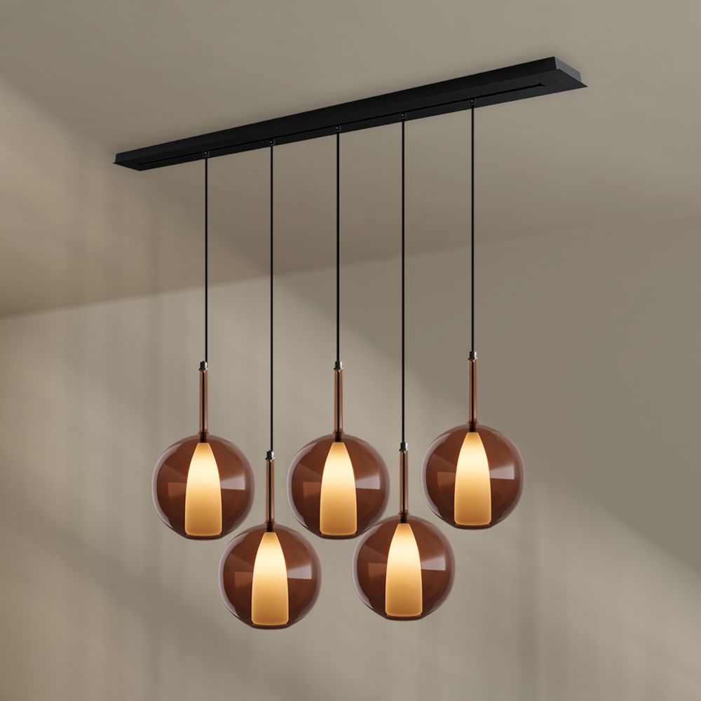 s.luce Belluna Esstisch-Hängelampe 5-flammig 160cm Baldachin