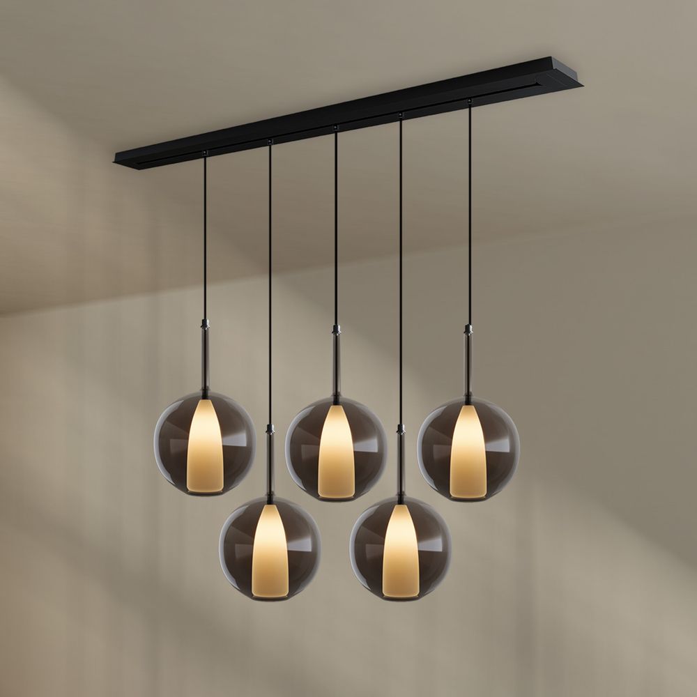 s.luce Belluna Esstisch-Hängelampe 5-flammig 160cm Baldachin