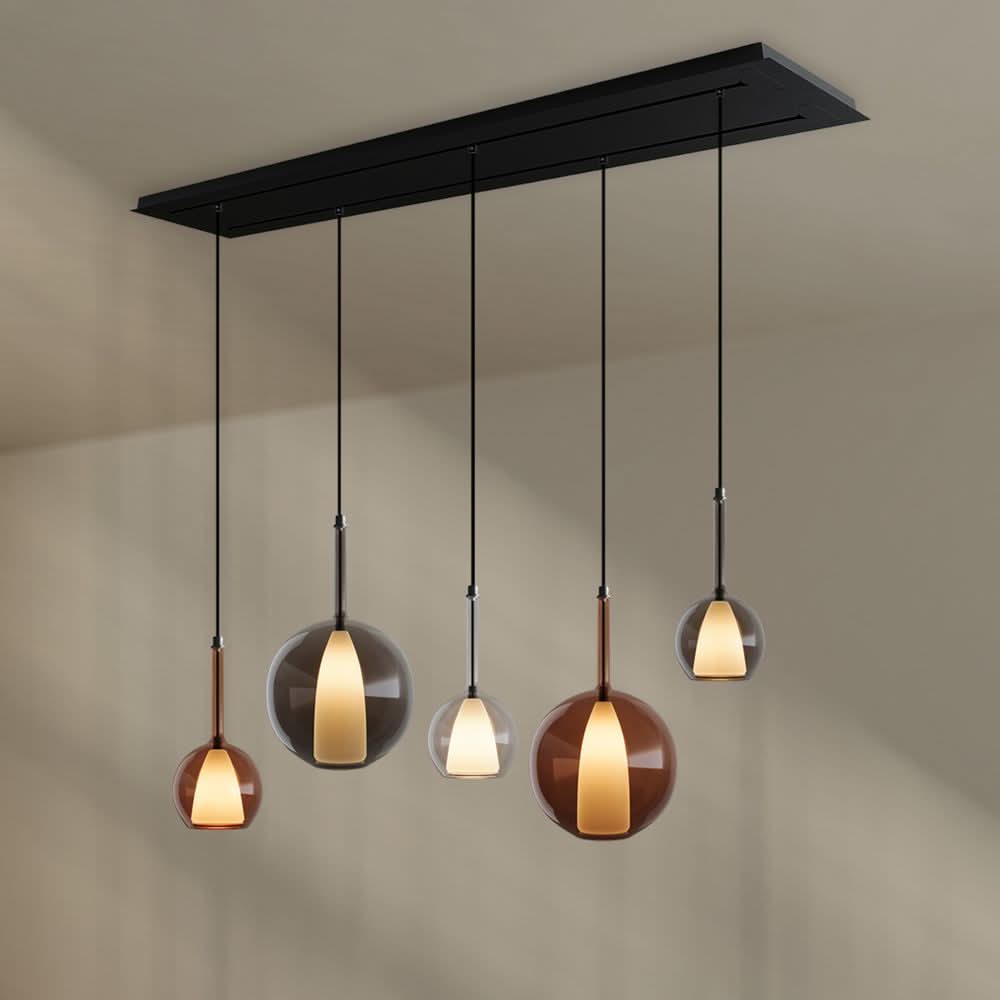 s.luce Belluna Esstischleuchte 5-flammig 160cm 2-reihig