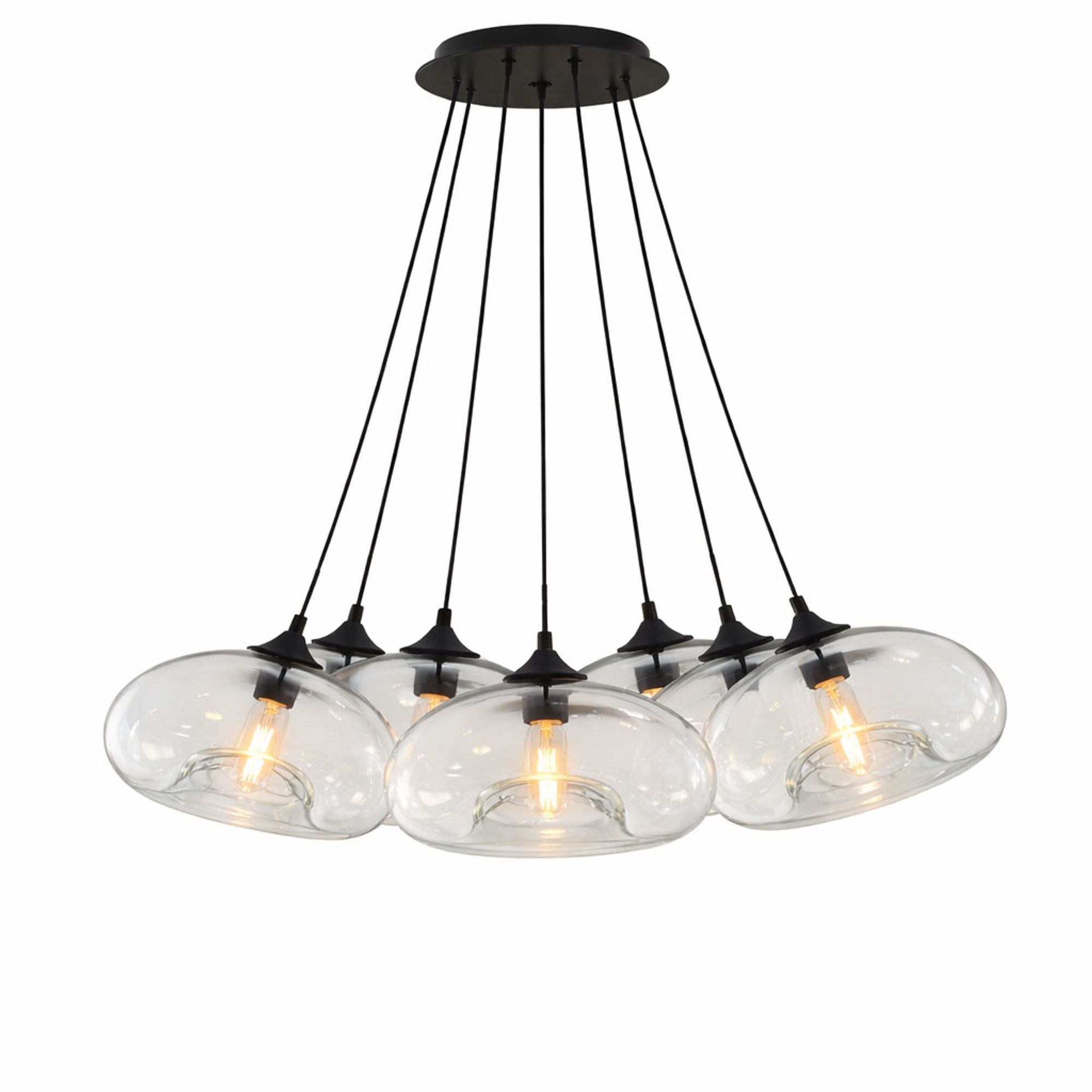 s.luce Cruet Cluster Glas - Pendelleuchte 7 - flammig 7x28cm - 200245 - s.luce® - homecoming lights.