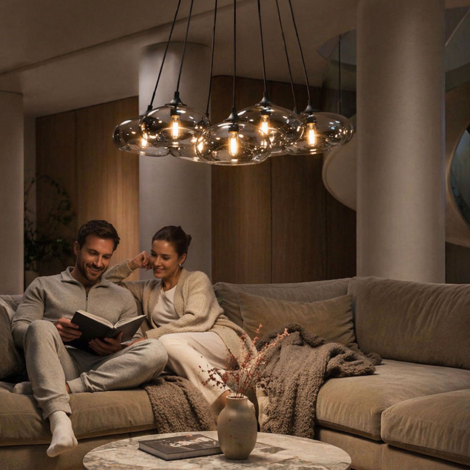 s.luce Cruet Cluster Glas - Pendelleuchte 7 - flammig 7x28cm - 200250 - s.luce® - homecoming lights.