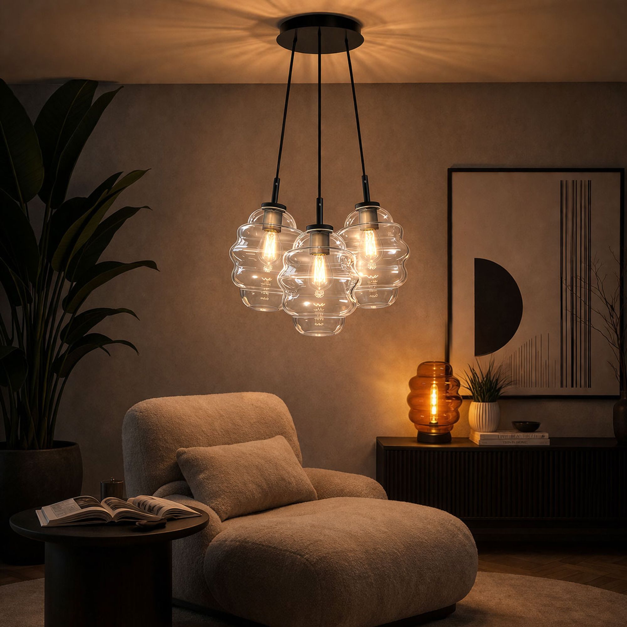 s.luce Echos Cluster Glas - Pendelleuchte 3 - flammig 3x18cm - 200319 - s.luce® - homecoming lights.