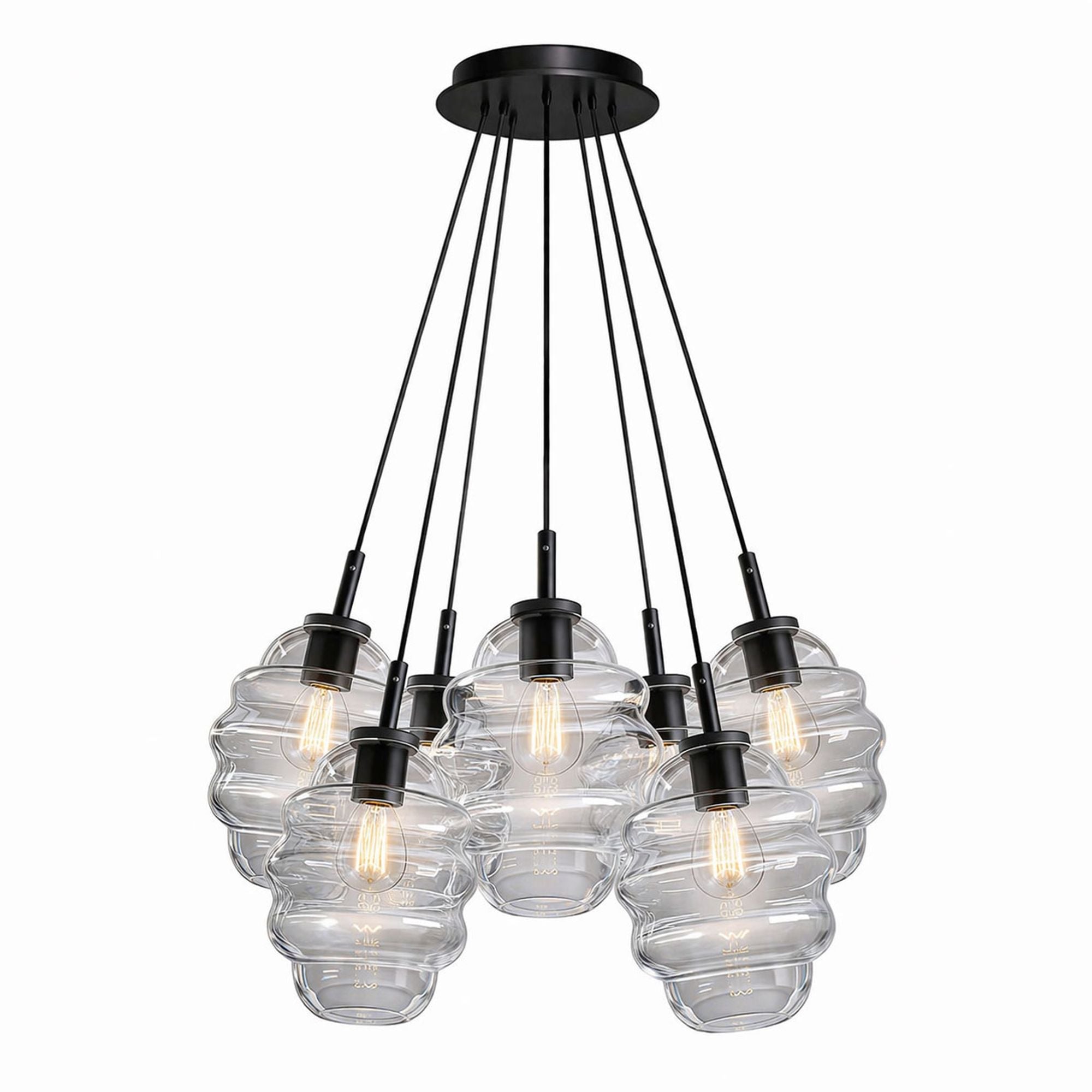 s.luce Echos Cluster Glas - Pendelleuchte 7 - flammig 3x18cm - 200337 - s.luce® - homecoming lights.