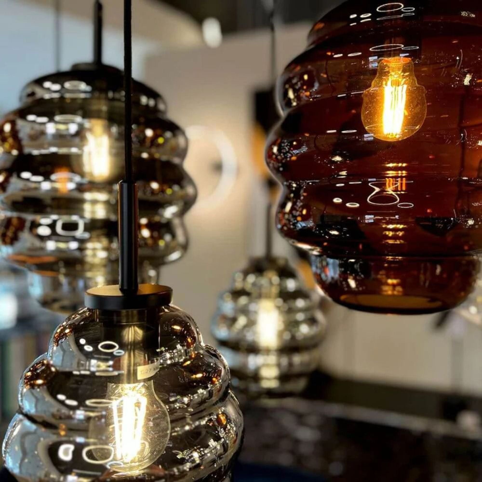 s.luce Echos Cluster Glas - Pendelleuchte 7 - flammig 3x18cm - 200337 - s.luce® - homecoming lights.