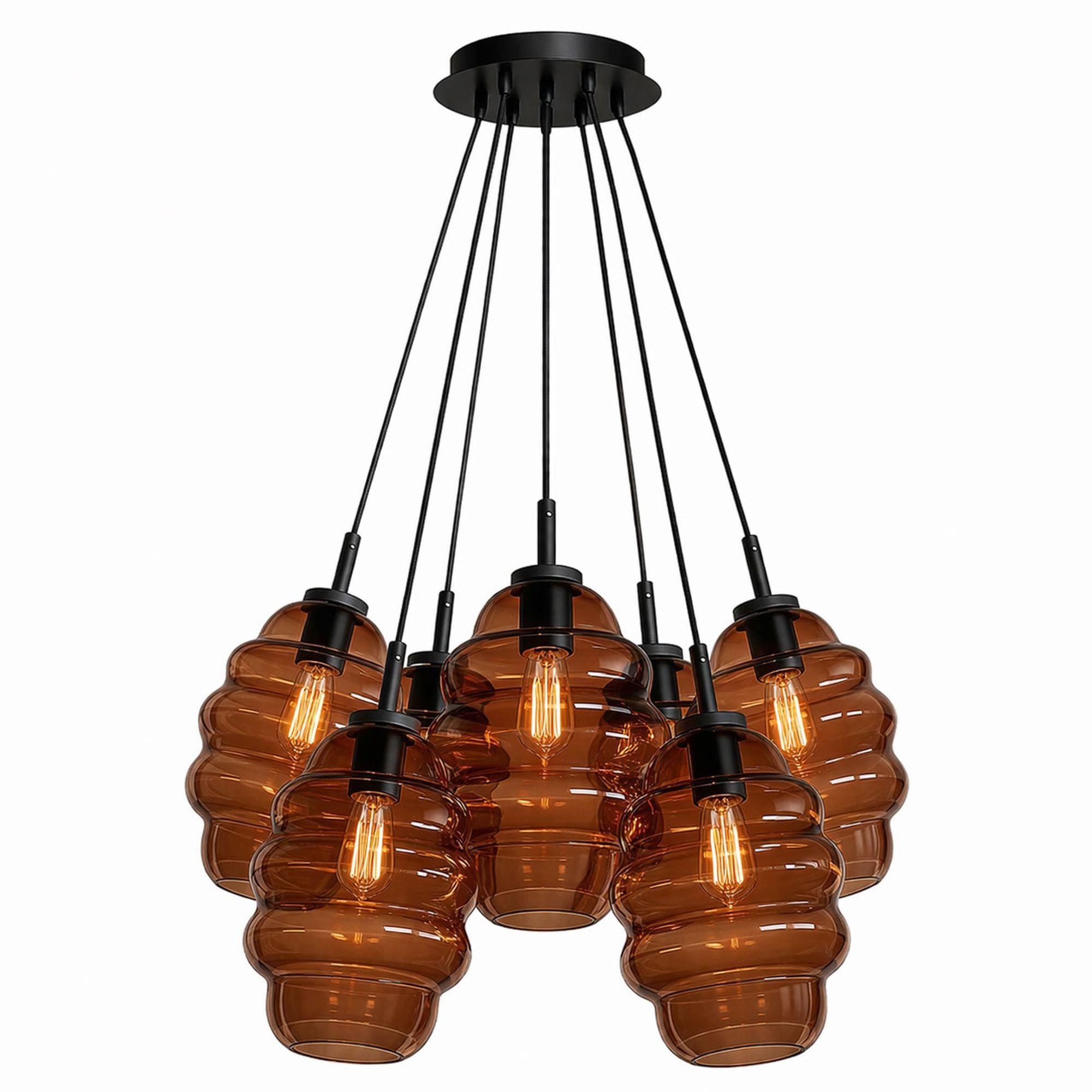 s.luce Echos Cluster Glas - Pendelleuchte 7 - flammig 7x25cm - 200342 - s.luce® - homecoming lights.