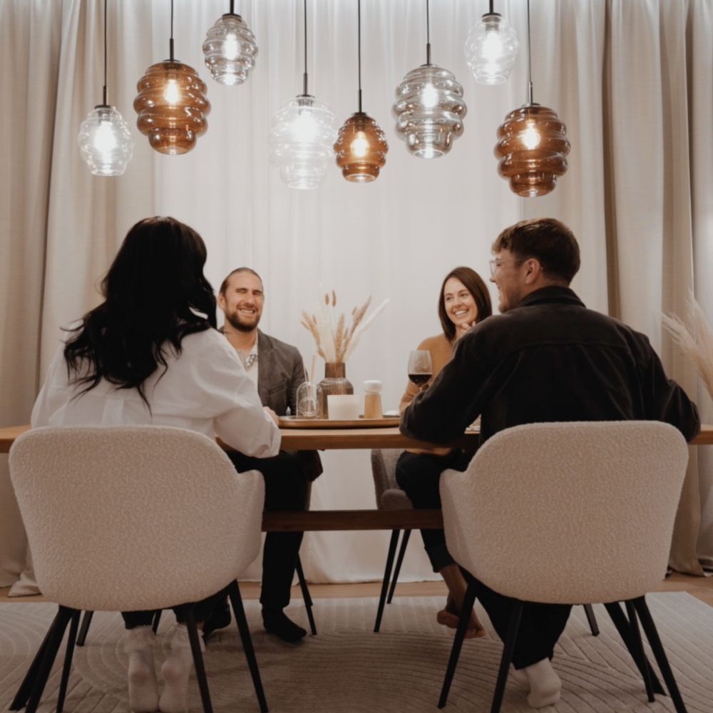 s.luce Echos Esstischlampe 8-flammig 200cm 3-reihig Ø 18/25cm