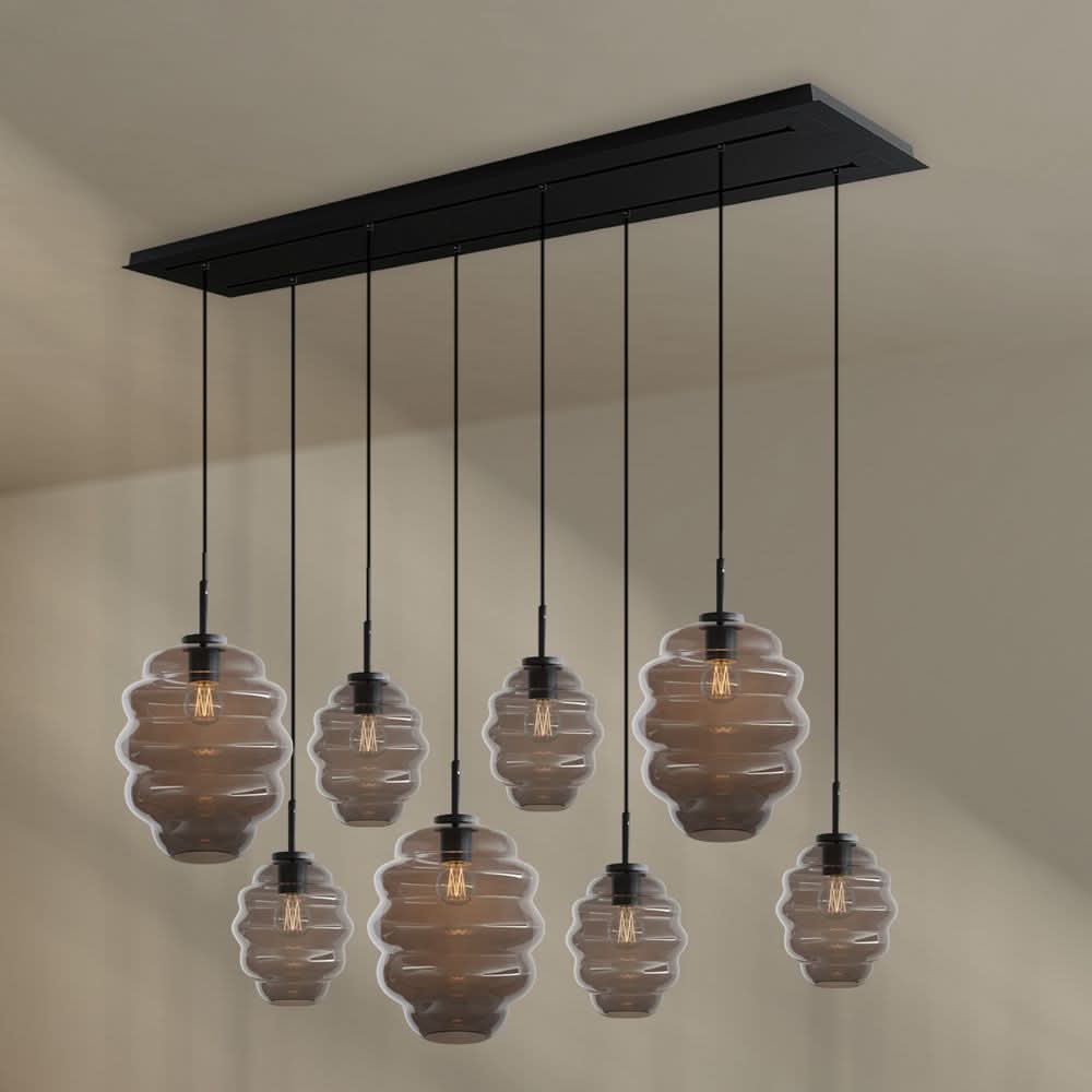 s.luce Echos Esstischleuchte 8-flammig 160cm 2-reihig Ø 18/25cm