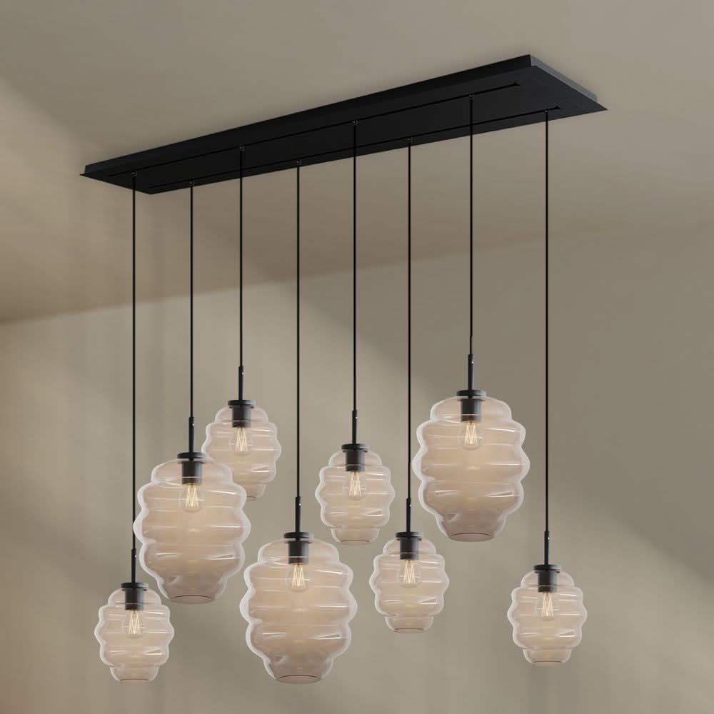 s.luce Echos Esstischleuchte 8-flammig 160cm 2-reihig Ø 18/25cm