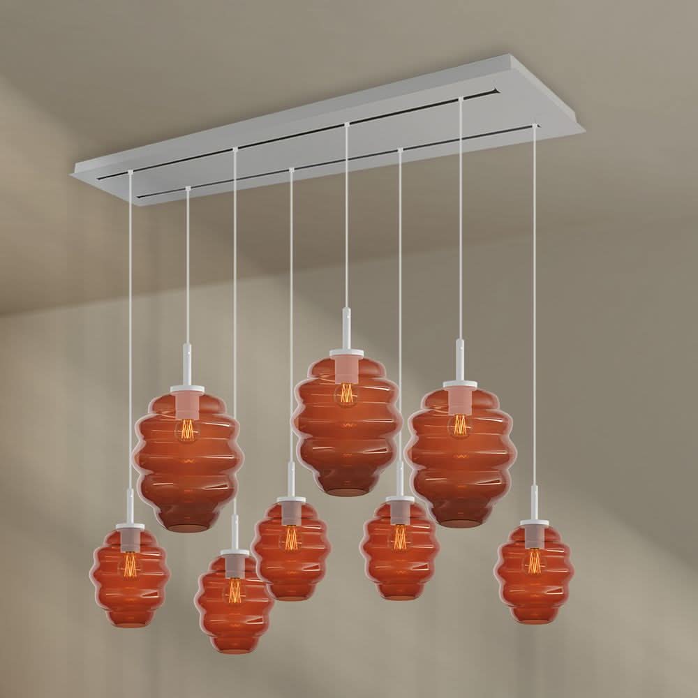 s.luce Echos Esstischleuchte 8-flammig 160cm 2-reihig Ø 18/25cm