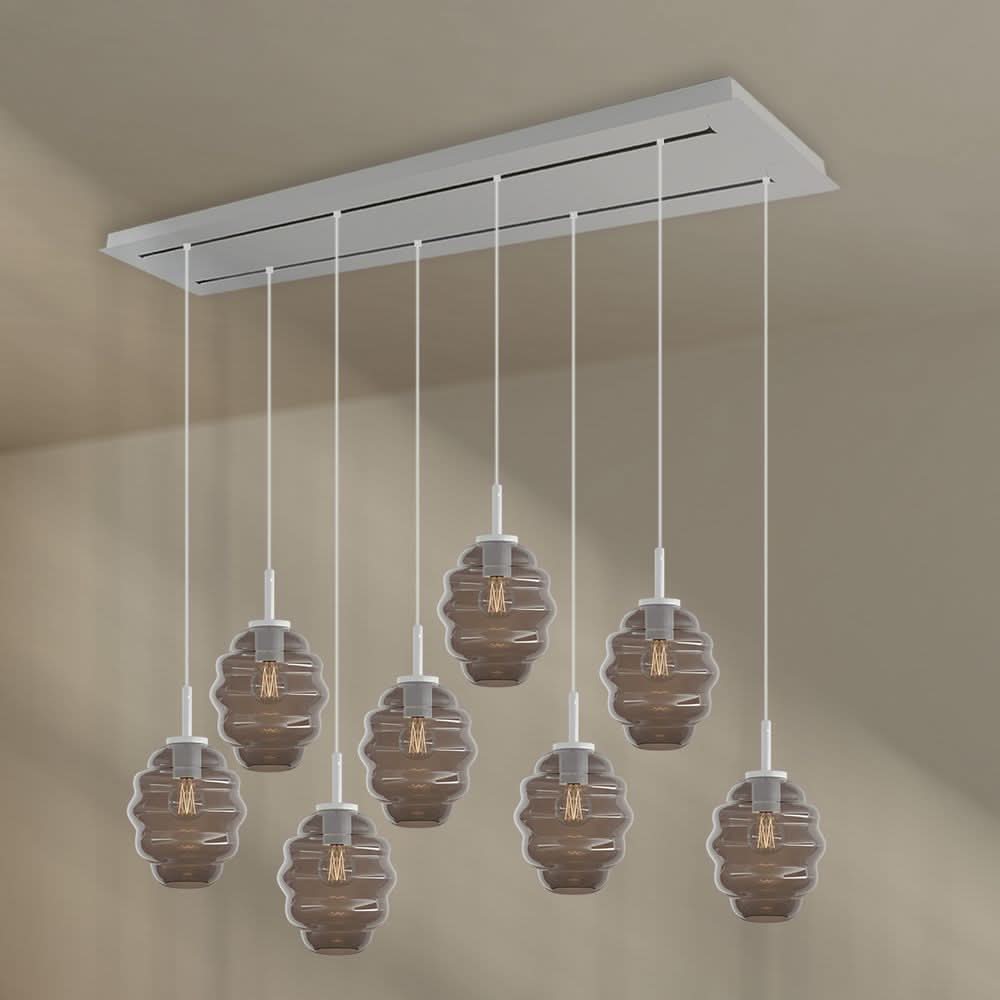 s.luce Echos Esstischlampe 8-flammig 160cm 2-reihig Ø 18cm