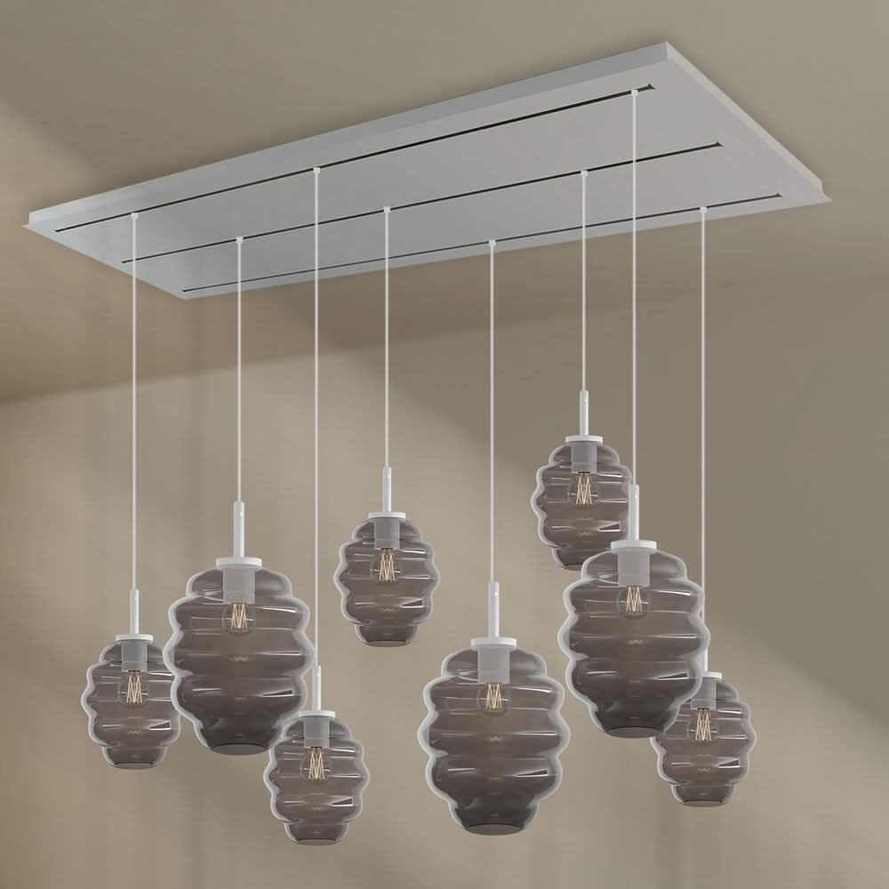 s.luce Echos Esstischlampe 8-flammig 200cm 3-reihig Ø 18/25cm