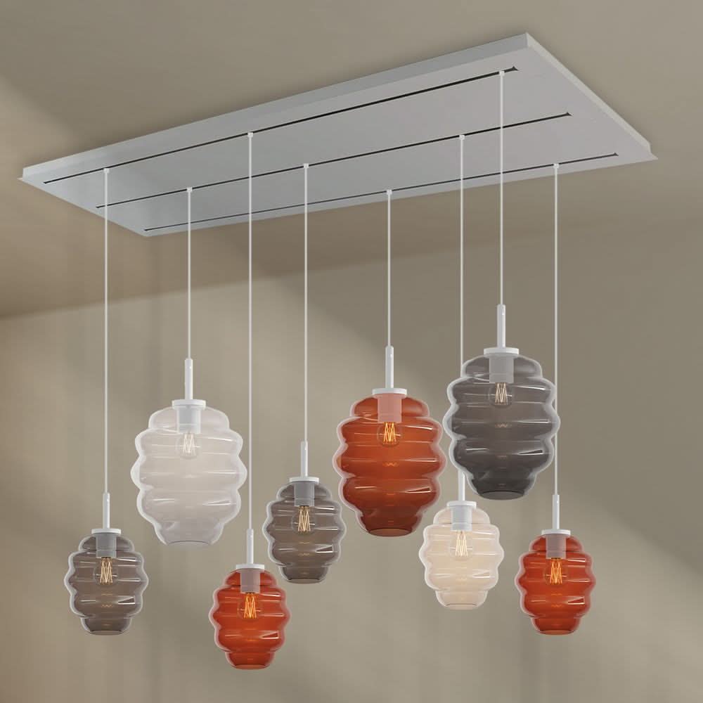 s.luce Echos Esstischlampe 8-flammig 200cm 3-reihig Ø 18/25cm