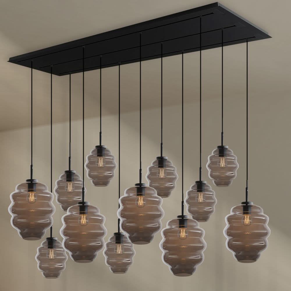 s.luce Echos Esszimmerlampe 12-flammig 200cm 3-reihig Ø 18/25cm