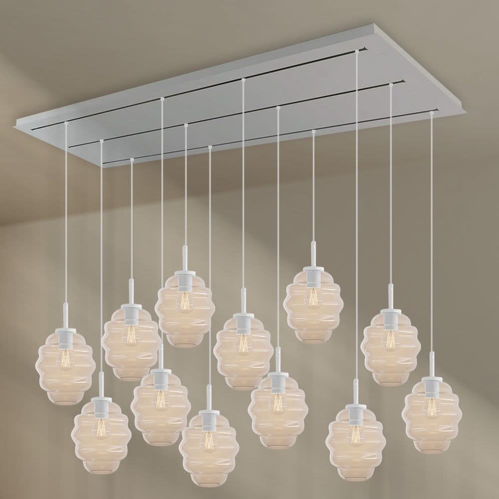 s.luce Echos Esszimmerlampe 12-flammig 200cm 3-reihig Ø 18cm