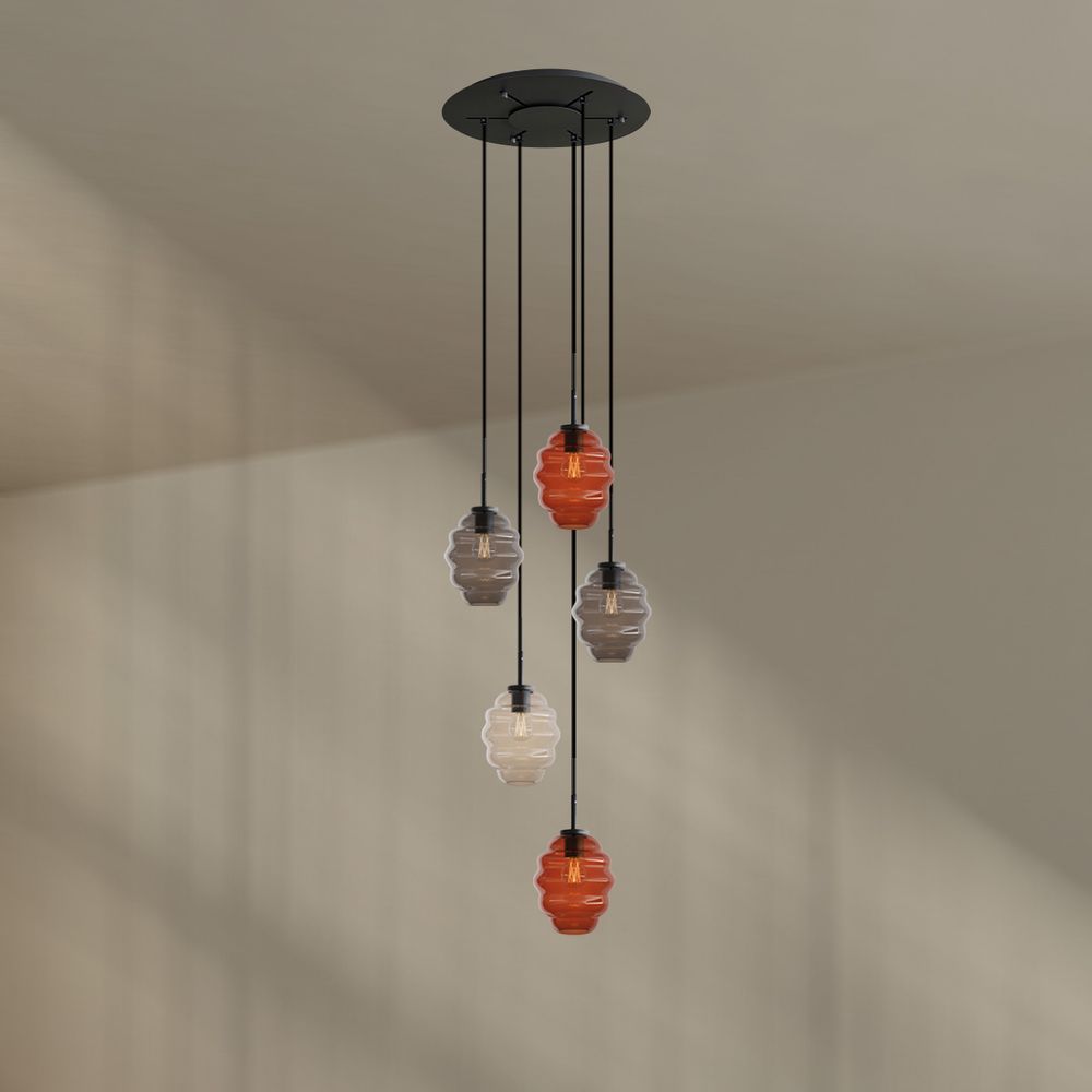 s.luce Echos Galerieleuchte 5-flammig Ø 60cm Baldachin Ø 18cm