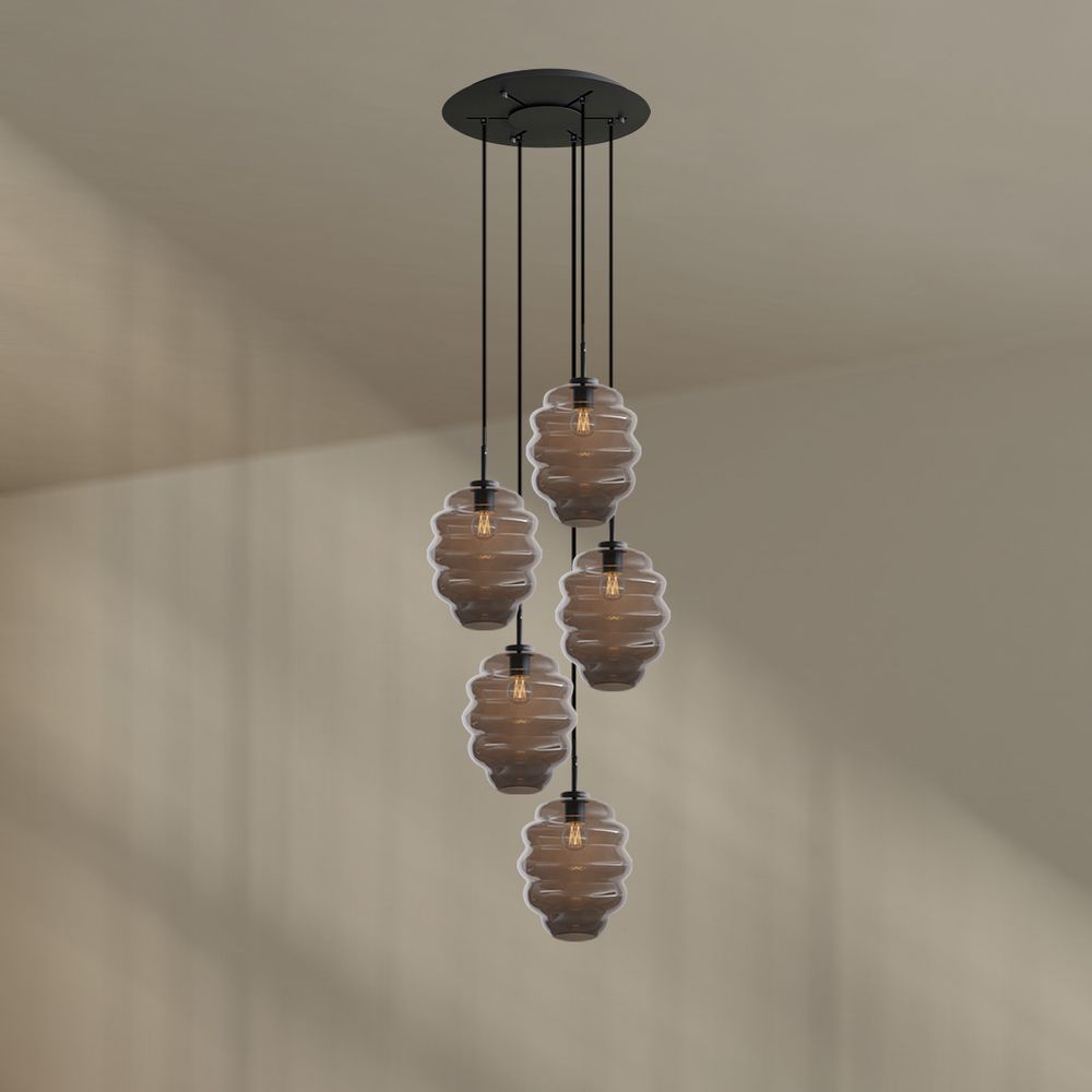s.luce Echos Galerieleuchte 5-flammig Ø 60cm Baldachin, Ø 25cm
