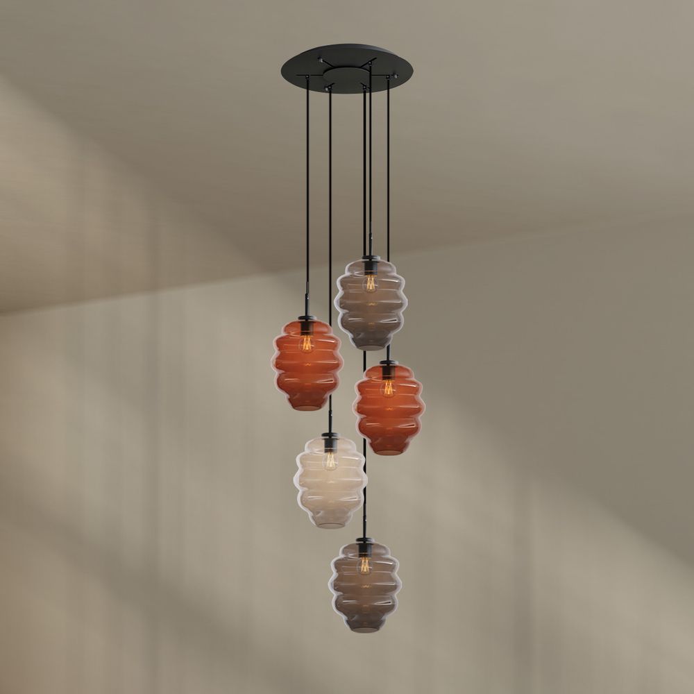 s.luce Echos Galerieleuchte 5-flammig Ø 60cm Baldachin, Ø 25cm