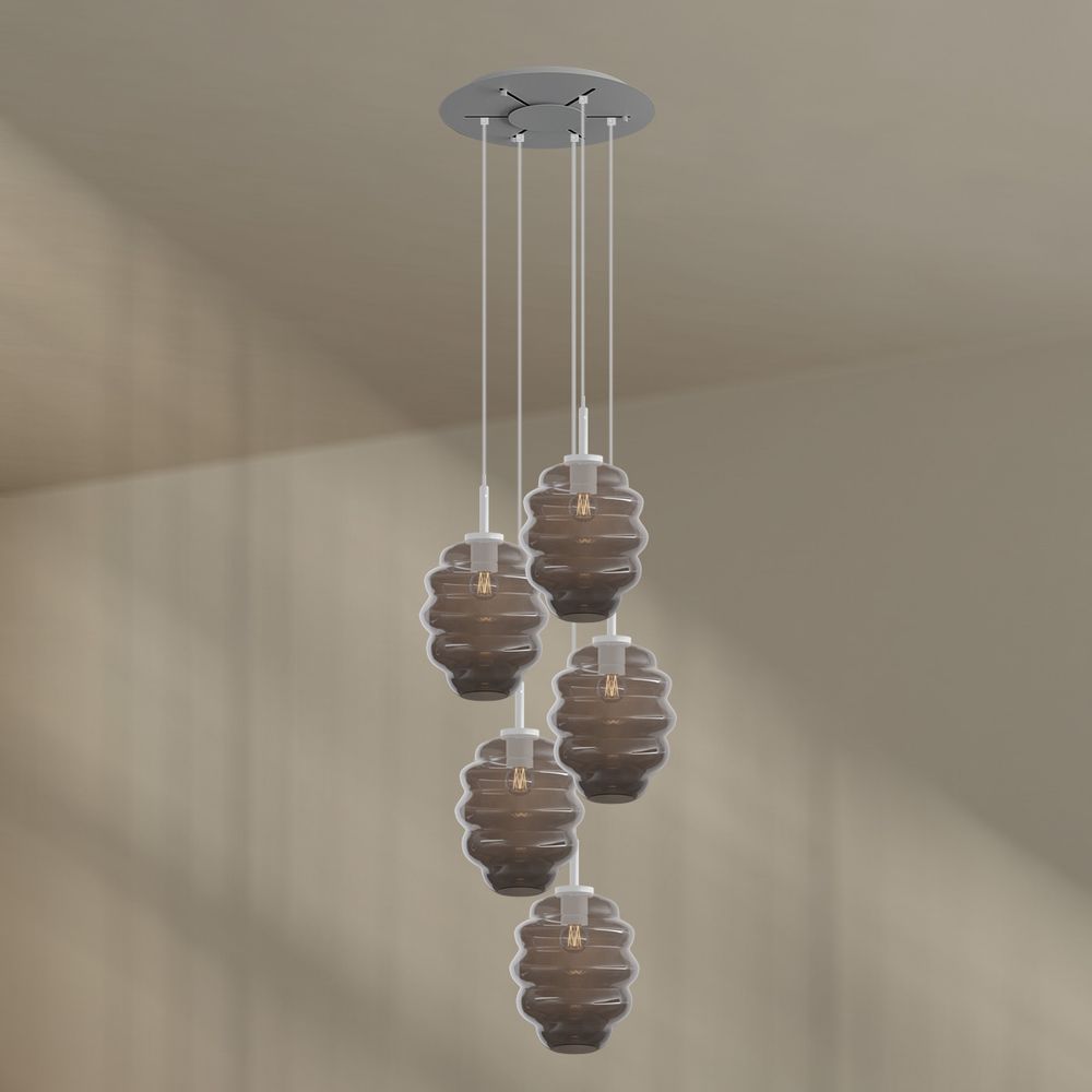 s.luce Echos Galerieleuchte 5-flammig Ø 60cm Baldachin, Ø 25cm